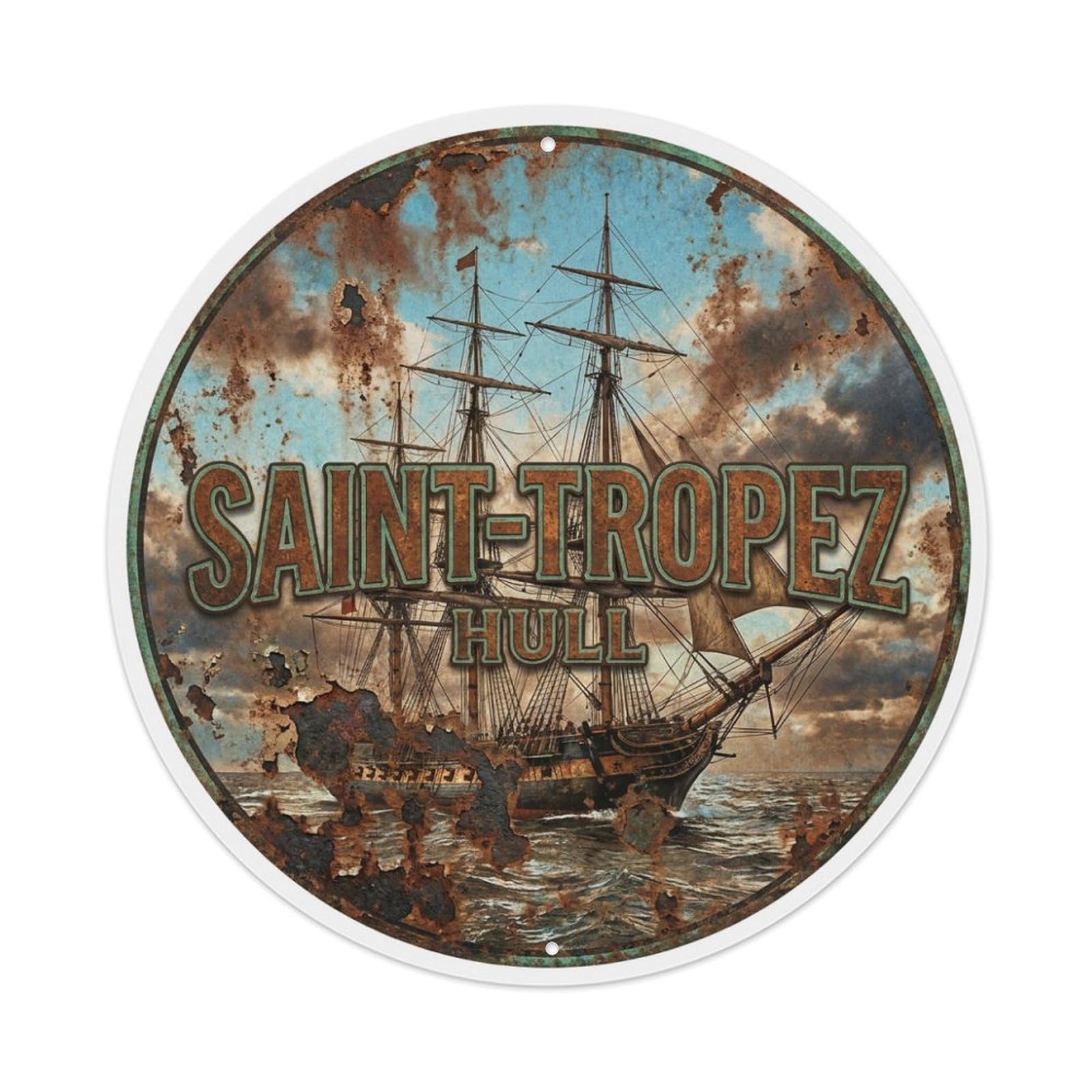Tgrcjimh Style Metal Tin Sign Vintage Travel Saint-Tropez France Mast