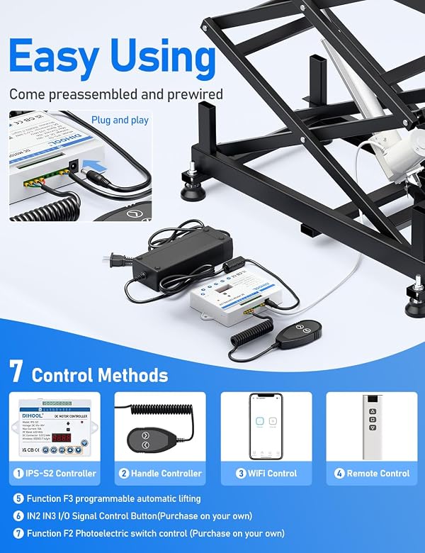 DIHOOL Electric Scissor Lift Table, 265Lbs Load, 10.43"-43.31" Height Adjustable Lifting Platform, Super Quiet with Remote & WiFi Control, Obstruction Detection, AC/DC Power for Home/Industrial Use by DIHOOL - Image 5