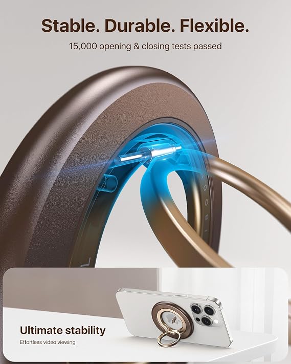 andobil 2026 3rd Gen Stability Magnetic Phone Ring Grip for MagSafe, Brown