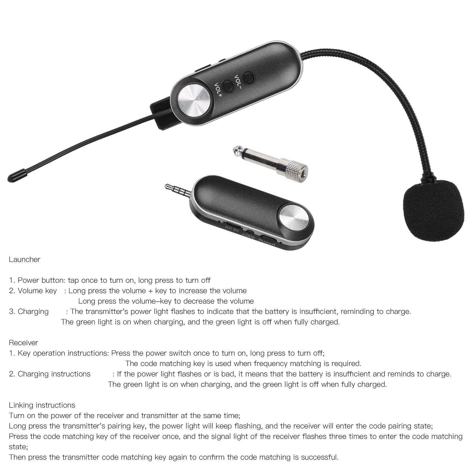 Funkmikrofon für Saxophone Microphone Guitar Mike, Wireless U Segment Speaker Stage Outdoor Musical Instrument Accessor Wireless Microphones + Receiver Headset