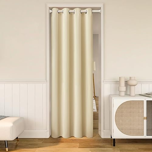 HOMEIDEAS Cortinas beige para puerta, cortina de privacidad con ojales para dormitorio, 39 pulgadas de ancho x 78 pulgadas de largo, cortinas opacas