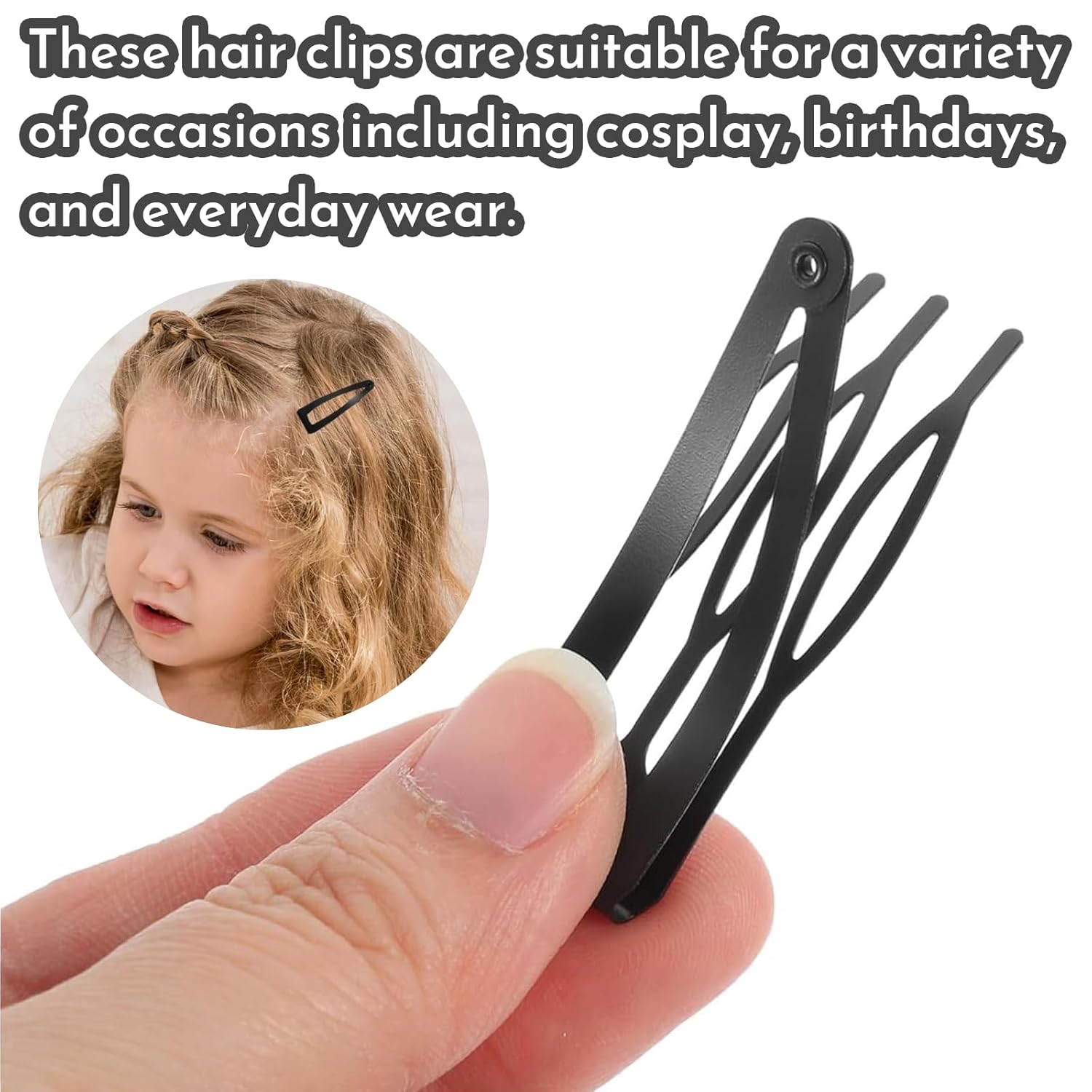 50 pieces of metal snap on hairs clip Updo hair clips Click on accessories Women's hairs clip, thick and fine hair double grip hairs clips, girls' black small hair clips - Image 4