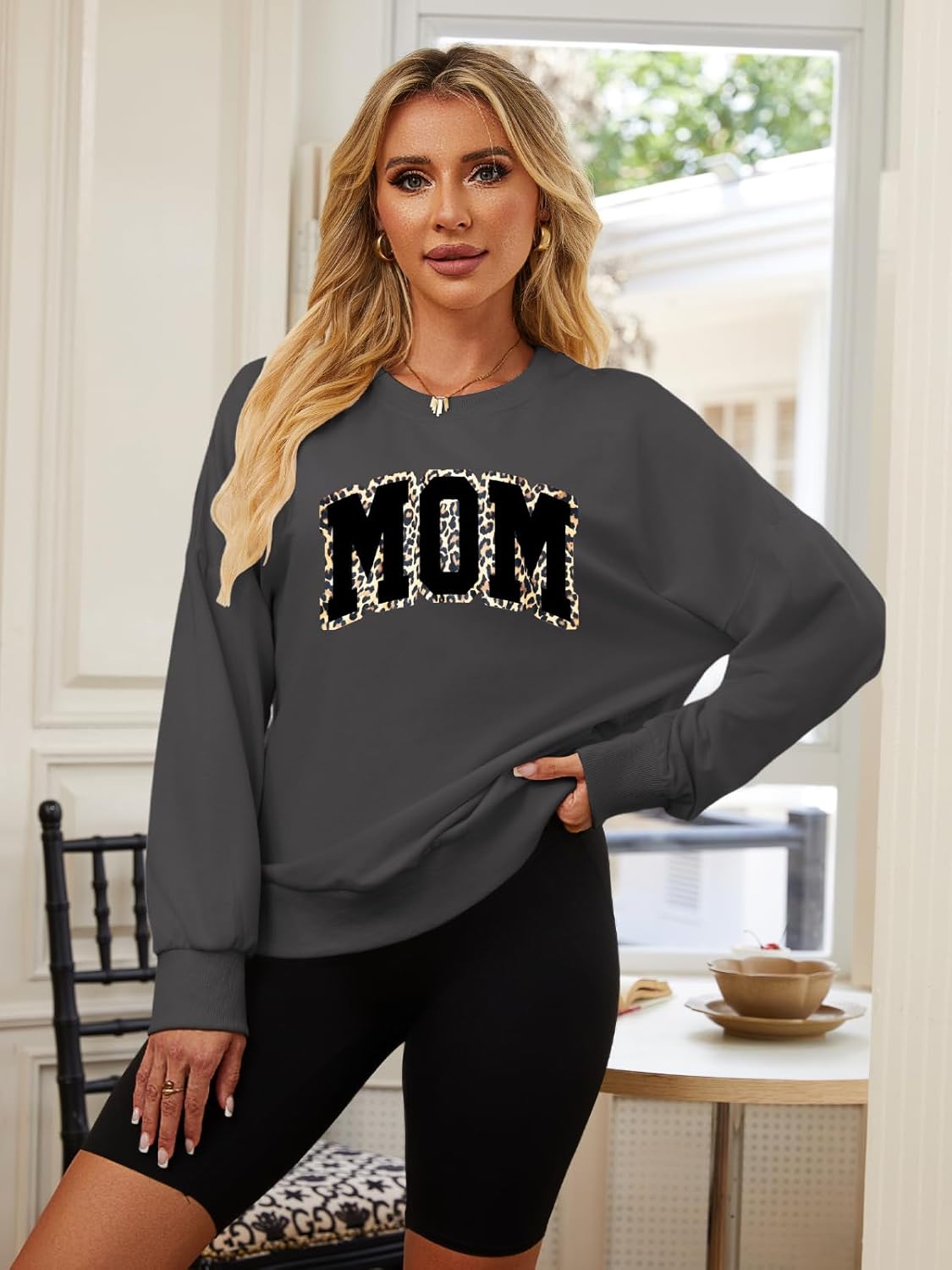 Mama Sweatshirts Oversized Crewneck Long Sleeve Mom Sweatshirt Graphic Casual Loose Fit Pullover - Image 4