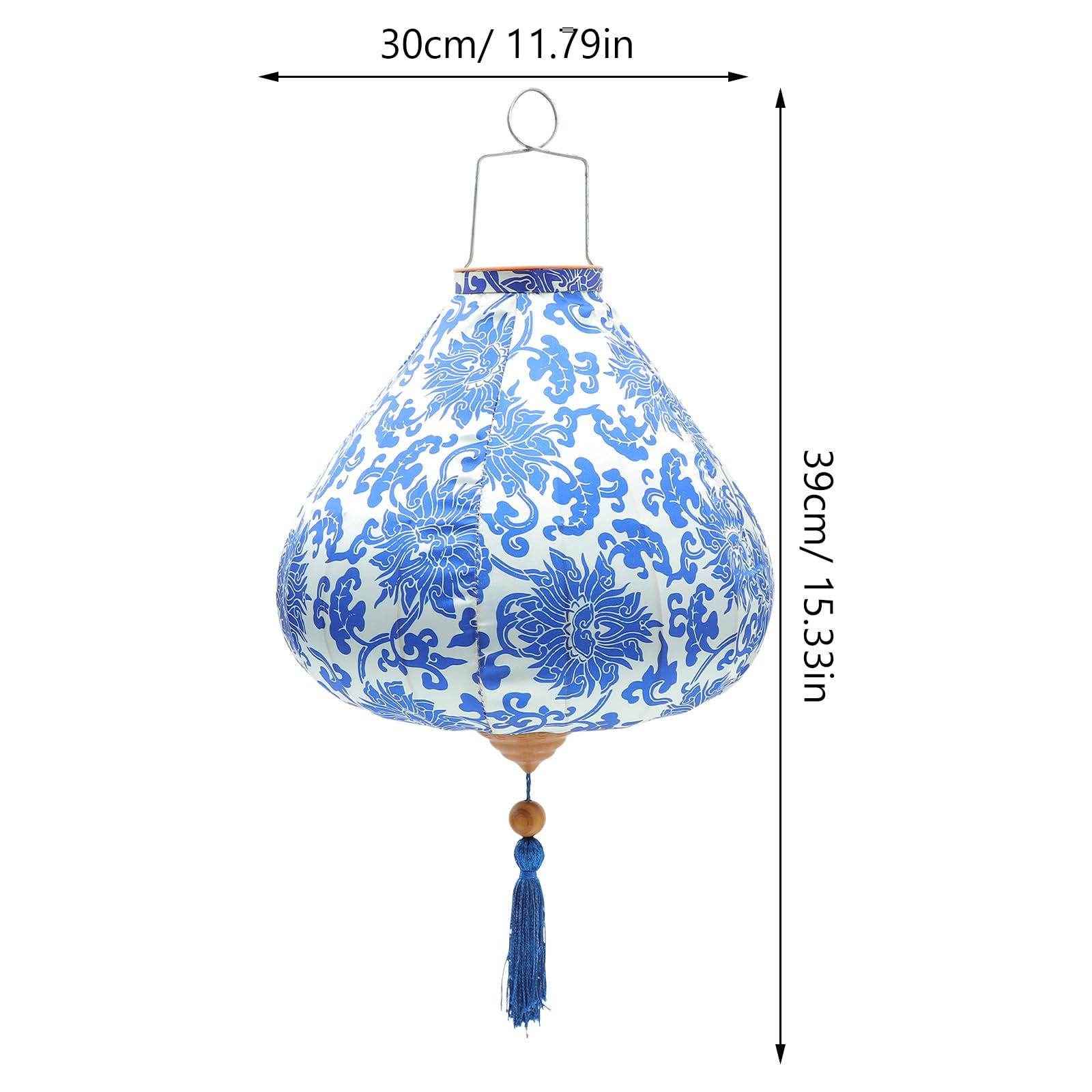 Veemoon Vietnamese Oval Silk Lantern Chinoiserie Chinese Japanese Lanterns Lampshade Tassel Oriental Lantern Hoian Lantern Lamp Spring Festival New Year Decorations, 39.00X30.00X30.00CM, Picture 1