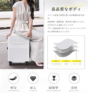 Amazon | [Vilgazz] スーツケース キャリーケース 前ポケット USB