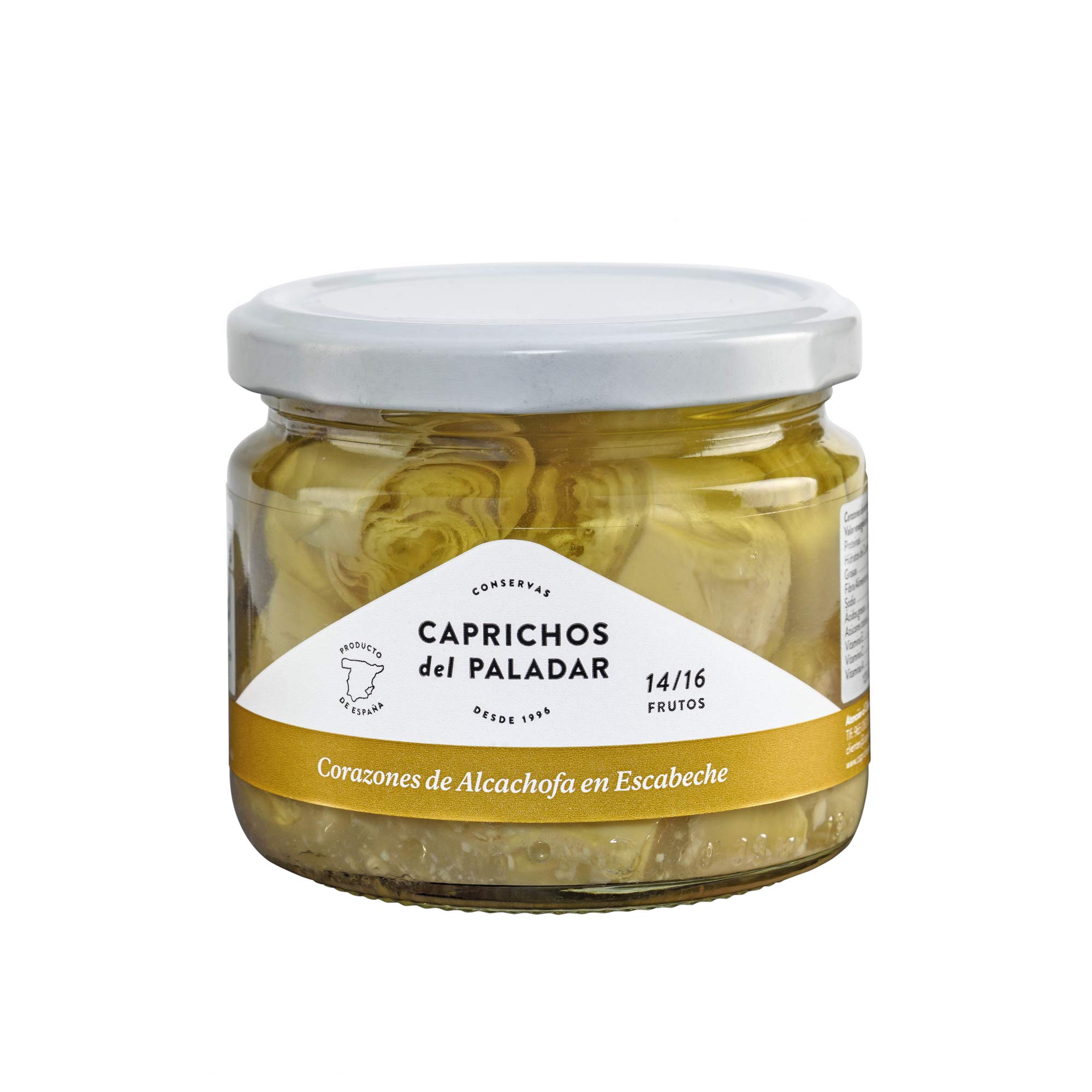 Corazones de Alcachofa en Escabeche - Artichoke Hearts Marinated in Vinegar - Coeurs d'Artichauts Marinés au Vinaigre 290 g - Caja 12 Unidades - 12 Units Box