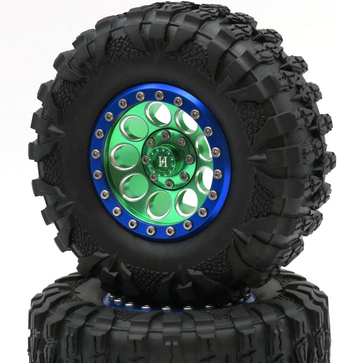 🔥 Flаѕh Sаlе 4pcs RC Crawler 2.2 Mud Terrain Tires Tyres Height (OD):120mm & Aluminum 2.2 Beadlock Wheels Rims Hex 12mm