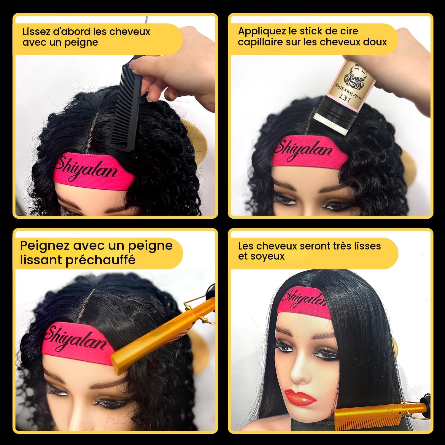 Peigne Chauffant Électrique, Fer à Lisser pour Cheveux Afro, Peigne Lisseur Professionnel (7, unité, 7)