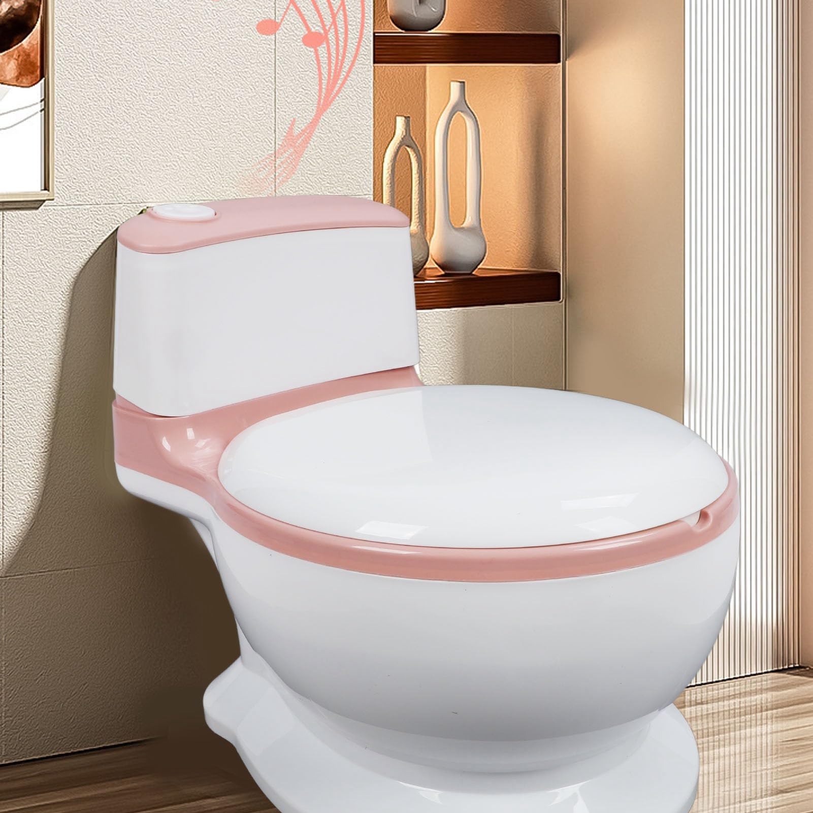 Asiento de Inodoro para Niños, Orinal Ergonómico Ajustable para un Entrenamiento Seguro, Diseño Cómodo para Uso en el Baño de Niños Pequeños, Ligero y Portátil (Rosa)