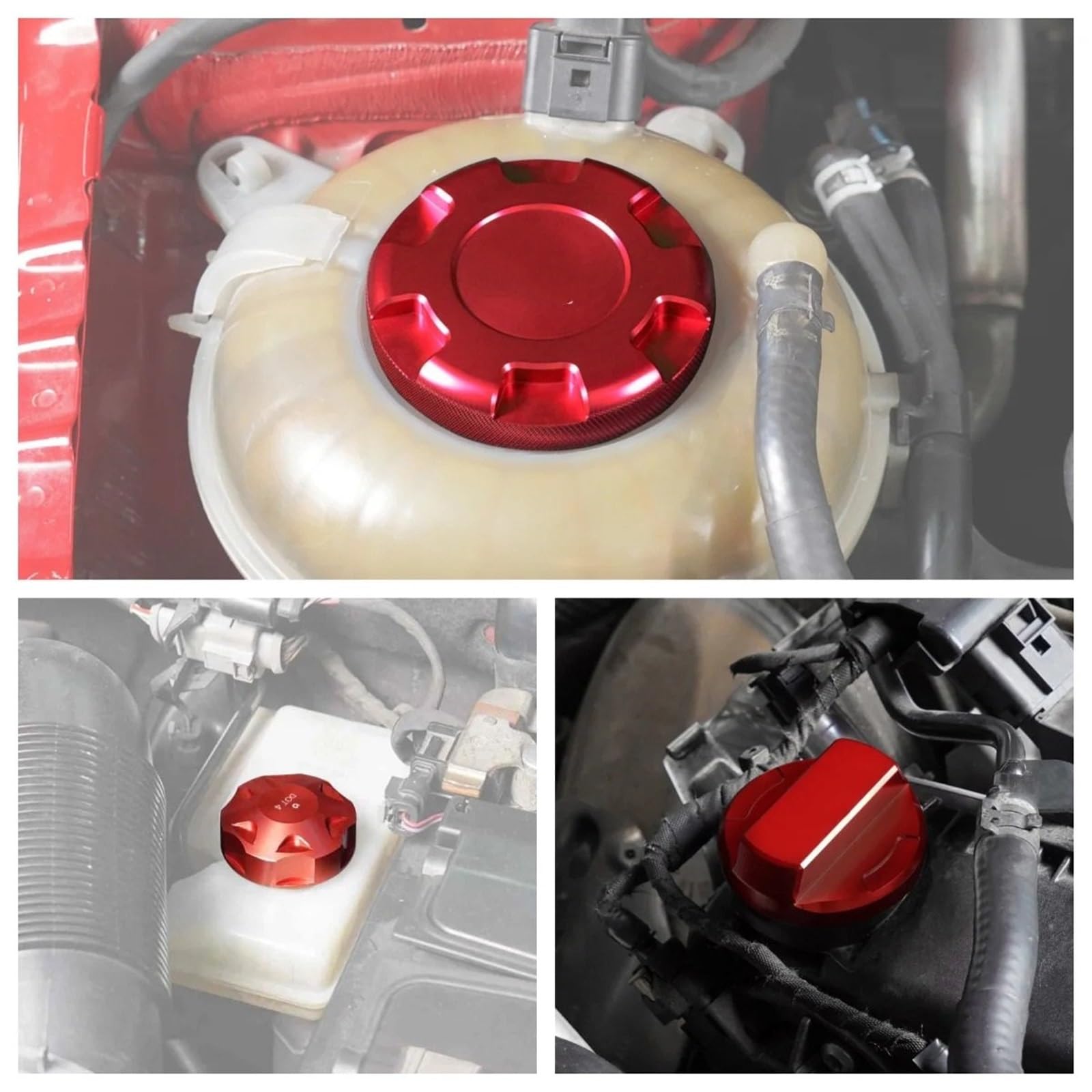 Para 7/7.5 R Para Tiguan MK2 A3 S3 RS3 Tapa de llenado aceite radiador y tapa Tapón llenado combustible(Black)