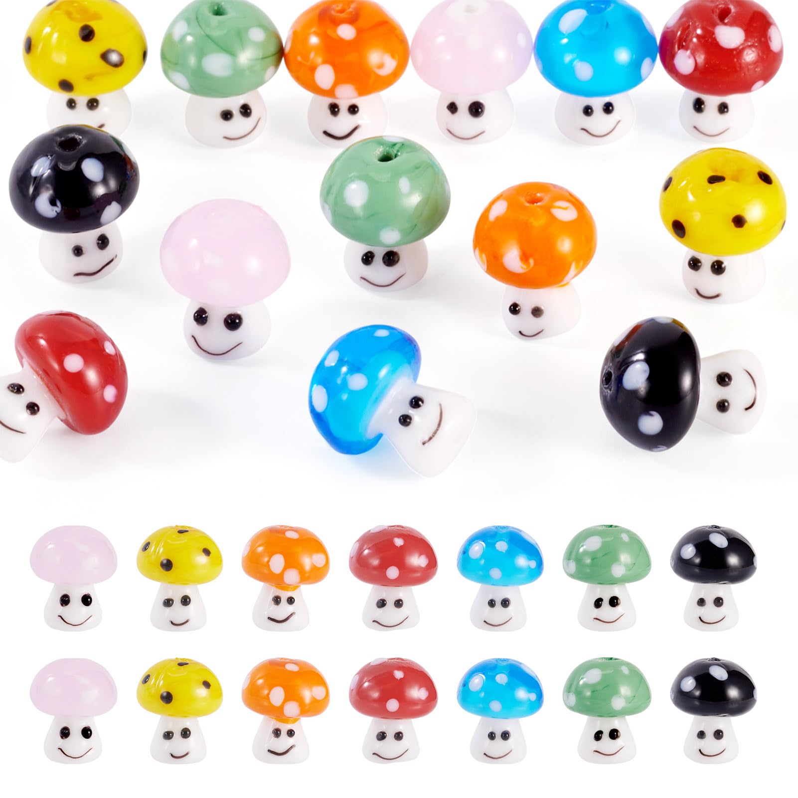 Perles en verre champignon Cheriswelry pour création de bijoux DIY