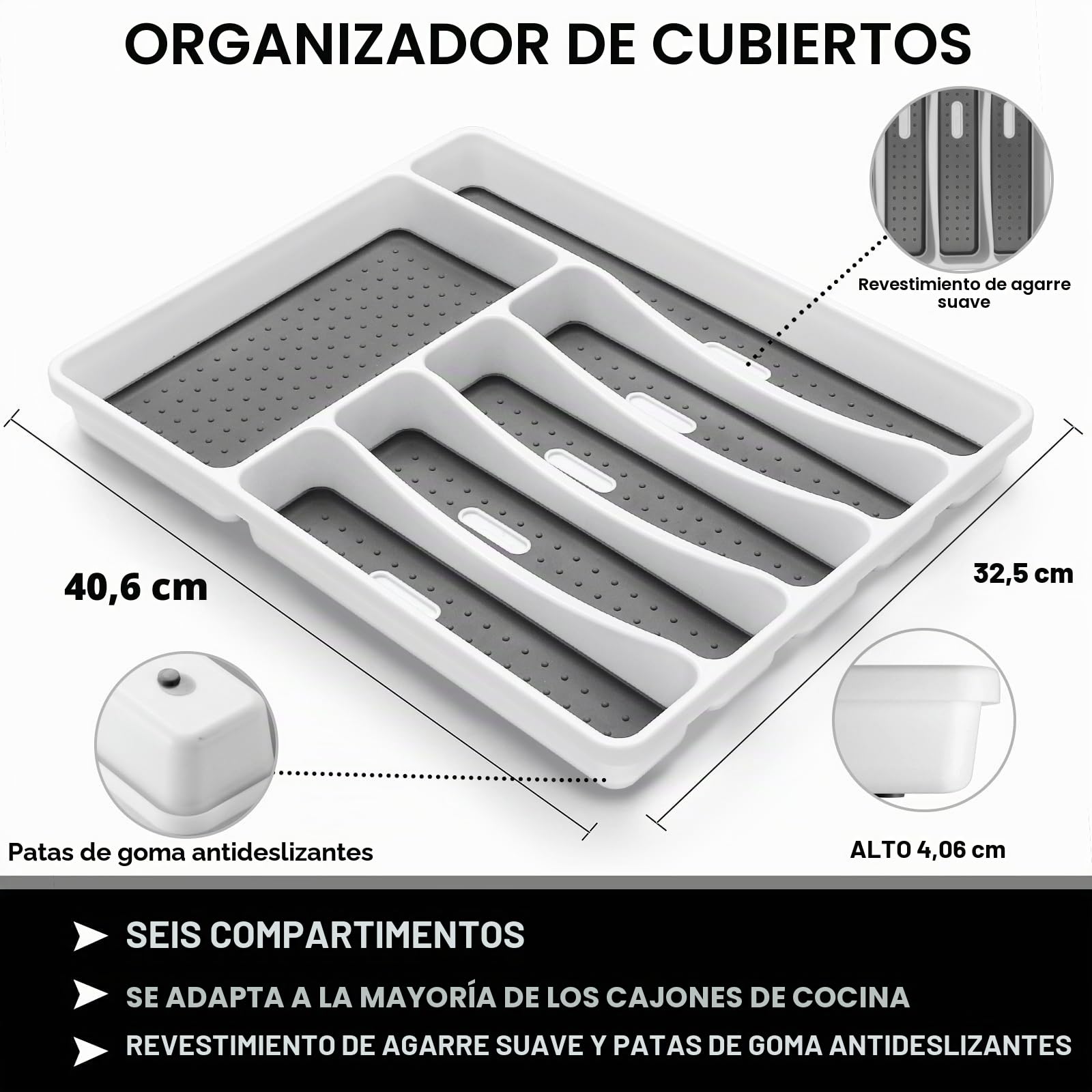 Juego de cubiertos de 49 piezas con organizador, cubiertos de acero inoxidable resistentes para 8, juegos de cubiertos con cuchillos de carne, inoxidables, pulidos con espejo, aptos para lavavajillas