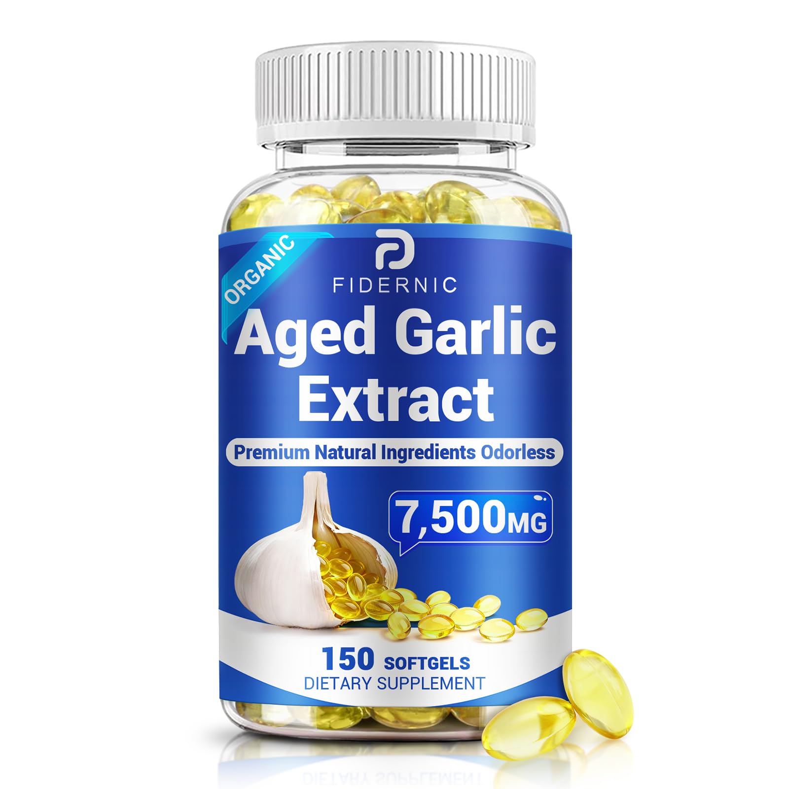 Aged Garlic Extract – Odorless Organic Garlic Supplement - 150 Softgels 150 Count (Pack of 1)