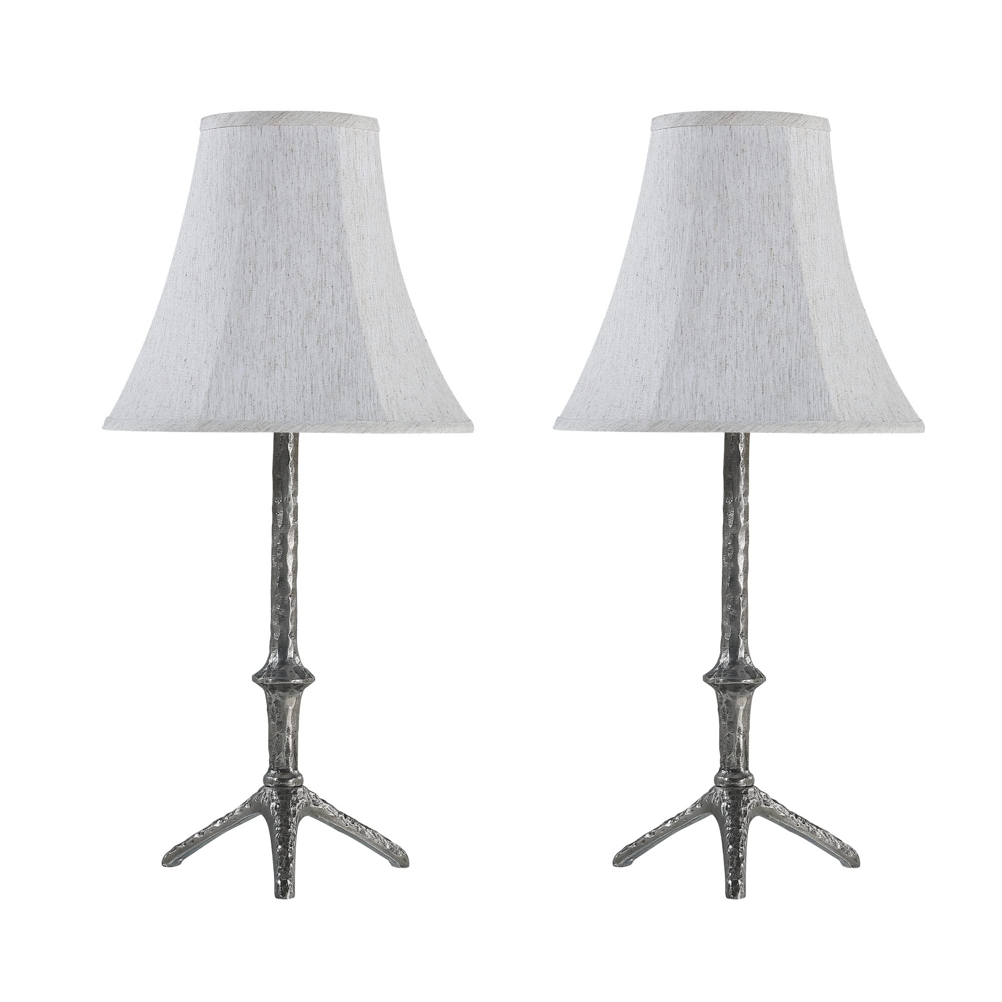 Aspen Creative 40218-12A, Two Pack - 28 1/2" High Transitional Metal Table Lamp, Oxidized Silver Finish and Bell Shaped Lamp Shade in Beige, 13" Wide