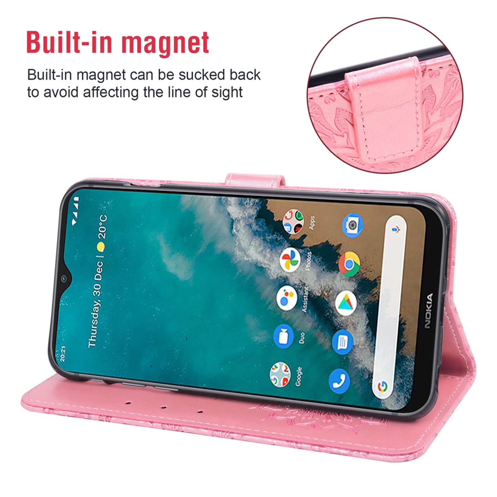 Lihondar Cover per Nokia G50 - Custodia Portafoglio in Pelle PU Premium, Flip Libro Wallet Case Antiurto con Slot per Schede e Magnetica a Scatto (Rosso