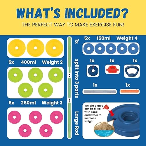 Miniatura 6 de Juego de pesas para niños, equipo de juguete de entrenamiento ajustable 3 en 1 para niños, ejercicio de simulación, gimnasio para principiantes,