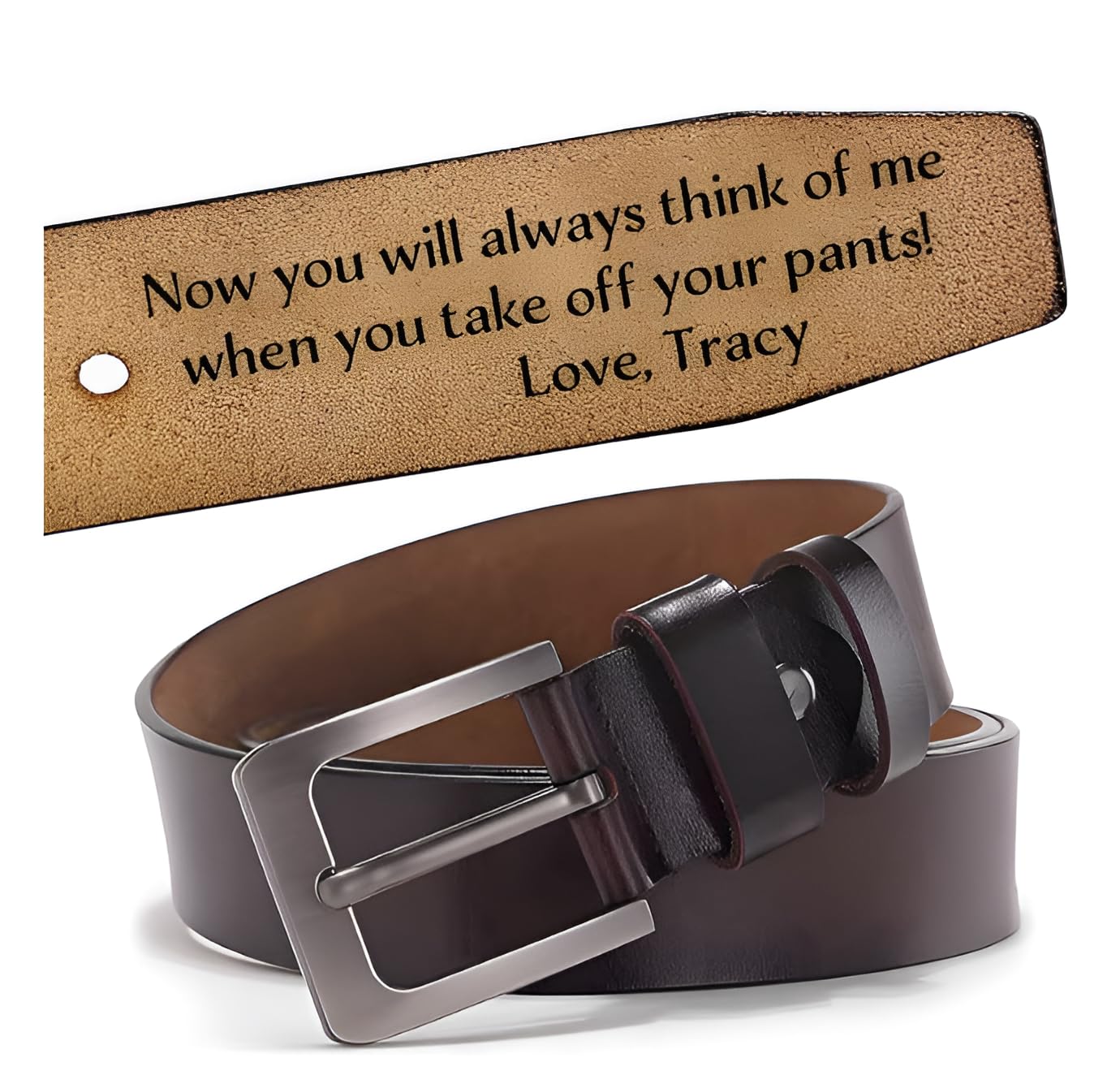 HandmadeCustom Leather Belt Engraved With Name Or Initials Ideal Fathers Day Gift For Dad Husband Mens Dress Accessory Personalized Buckle Durable Genuine Leather Present Wedding Anniversary Keepsake