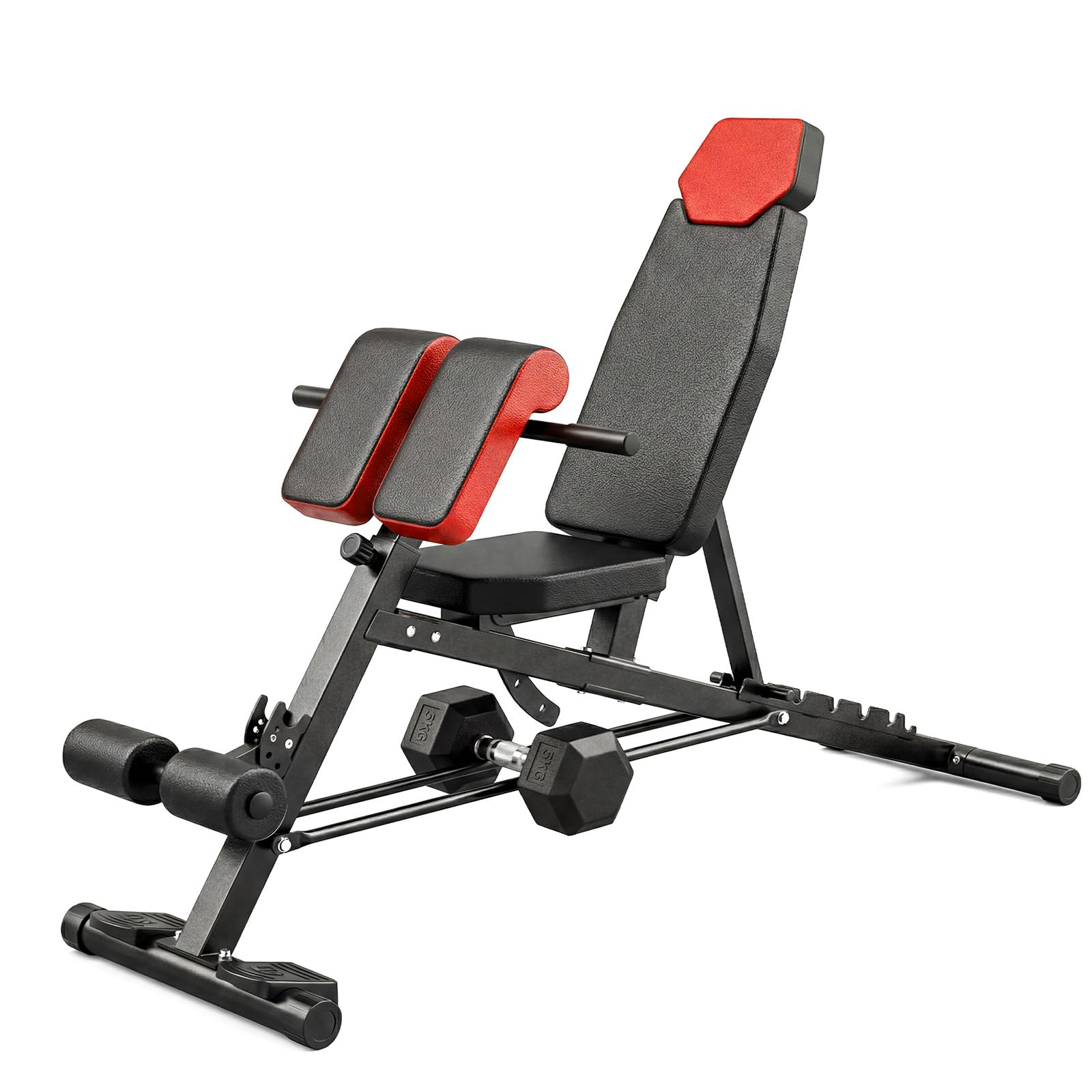 Centra Adjustable Weight Bench for Home Gym, 660LB/300KG Hyperextension Roman Chair with 8 Backrest & 4 Leg Positions, Heavy Duty FID Bench for Full Body Strength Training