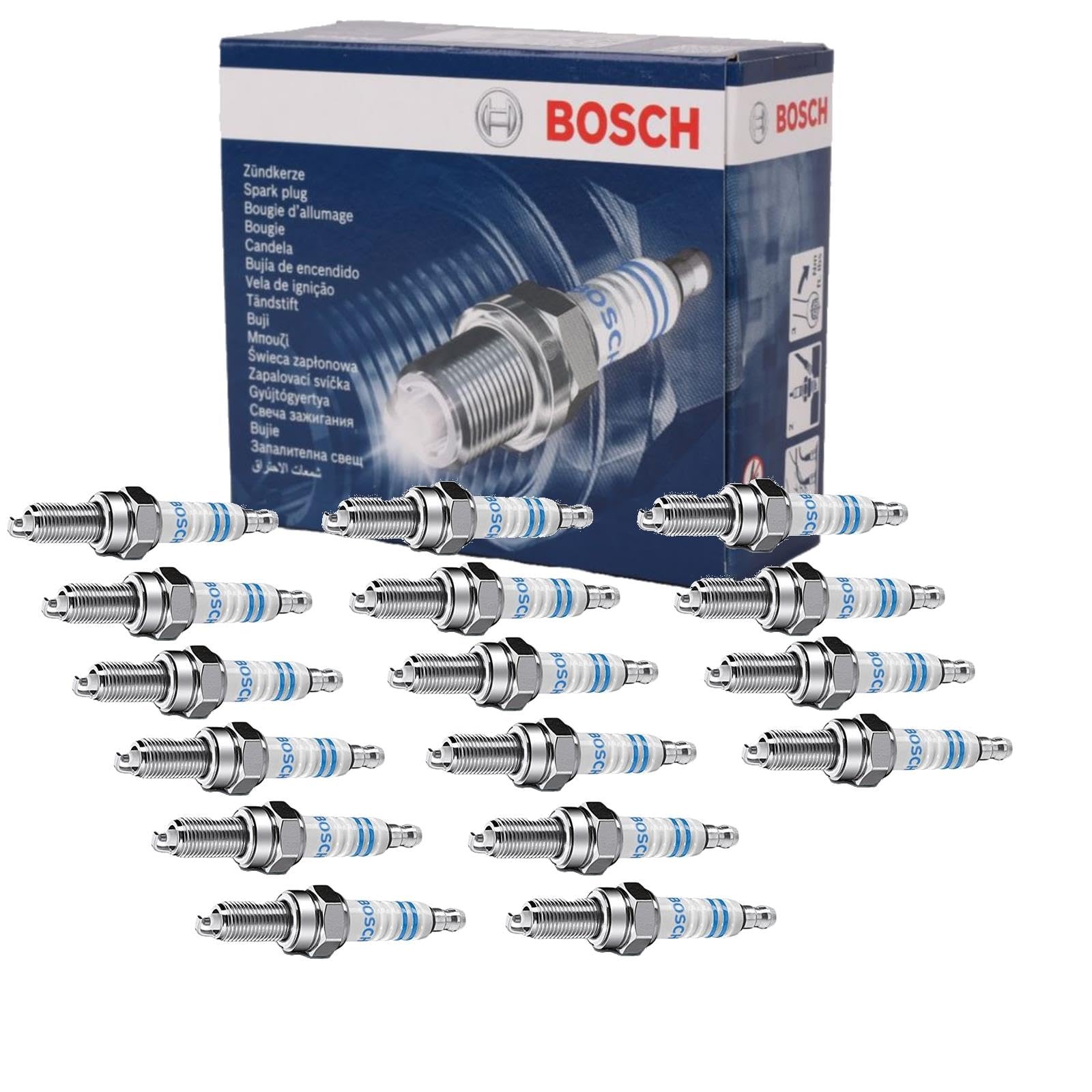 16x Zündkerze Doppelplatin | 16x 0242230500 Fr 8 Dpp 33 für E+s-Klasse W210 W220 C208 V8 + Amg