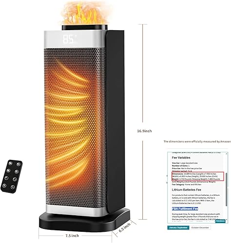 Miniatura 9 de Calentadores de espacio para uso en interiores, calentador de espacio portátil 3 en 1 con humidificadorluz ambiental, calentadores eléctricos con