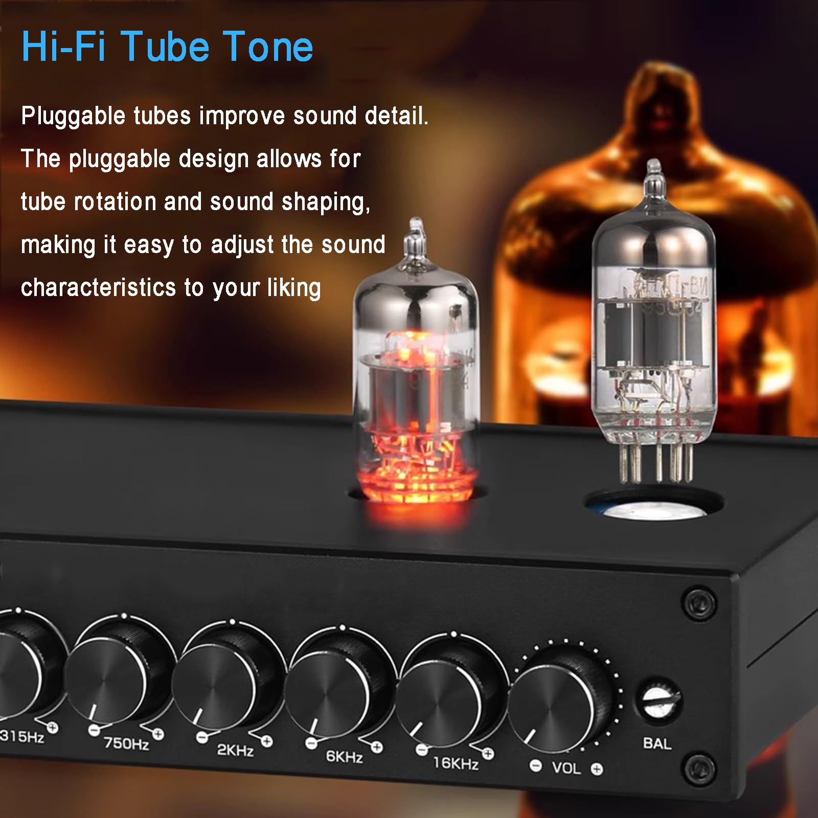 EQ a 7 bande equalizzatore preamplificatore HiFi a tubo a vuoto amplificatore per auto e altoparlanti domestici, ingressi e uscite RCA/XLR bilanciati per una migliore qualità audio