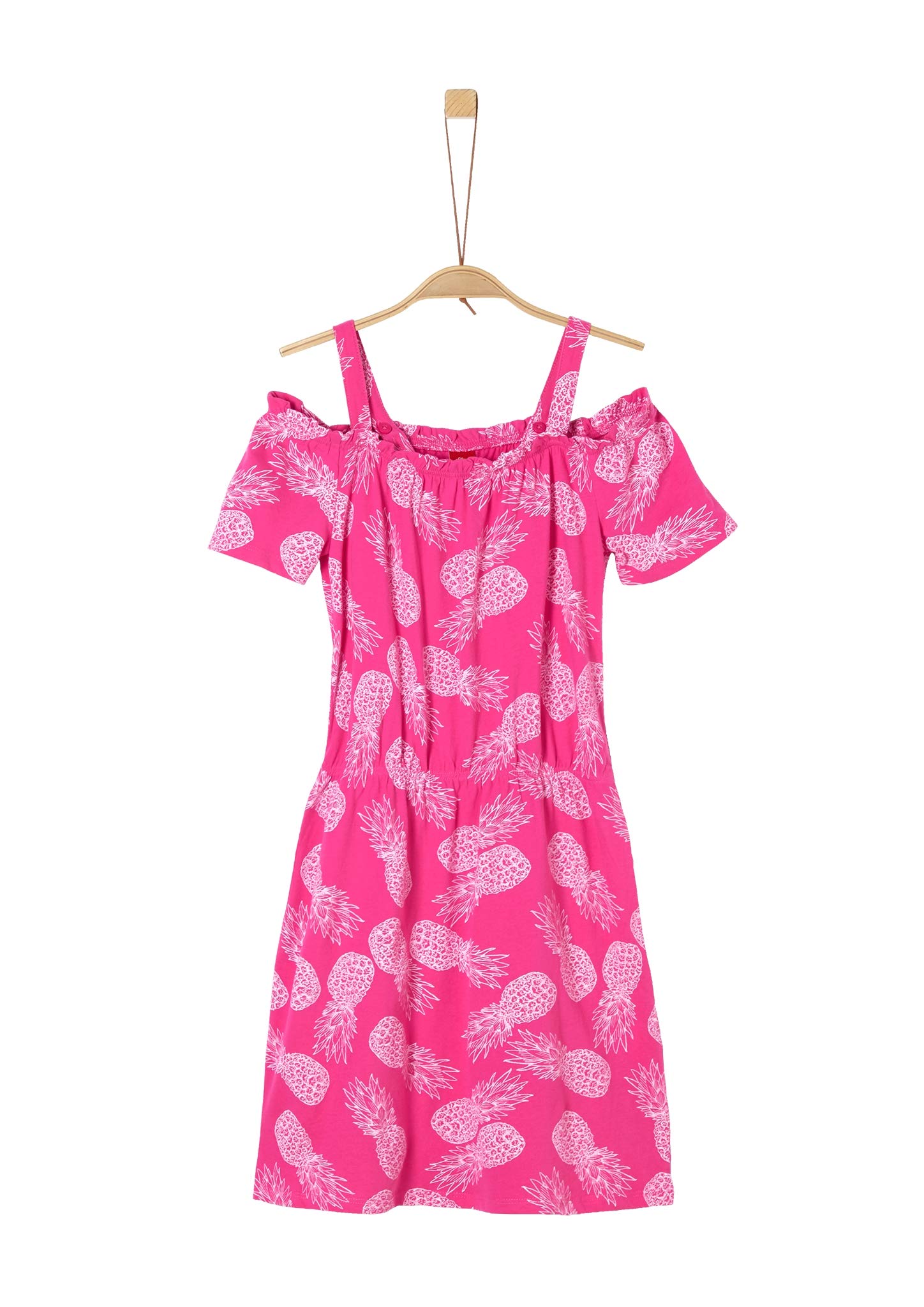 s.Oliver RED Label Mädchen Carmenkleid mit Ananas-Motiven pink AOP Ananas 134.REG