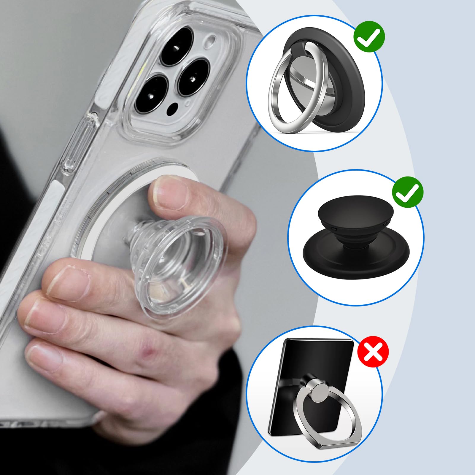 Base Magnetica Per PopSocket E MagSafe - Trasparente, Leggera, Compatibile Con IPhone 12-16 - Foto 13