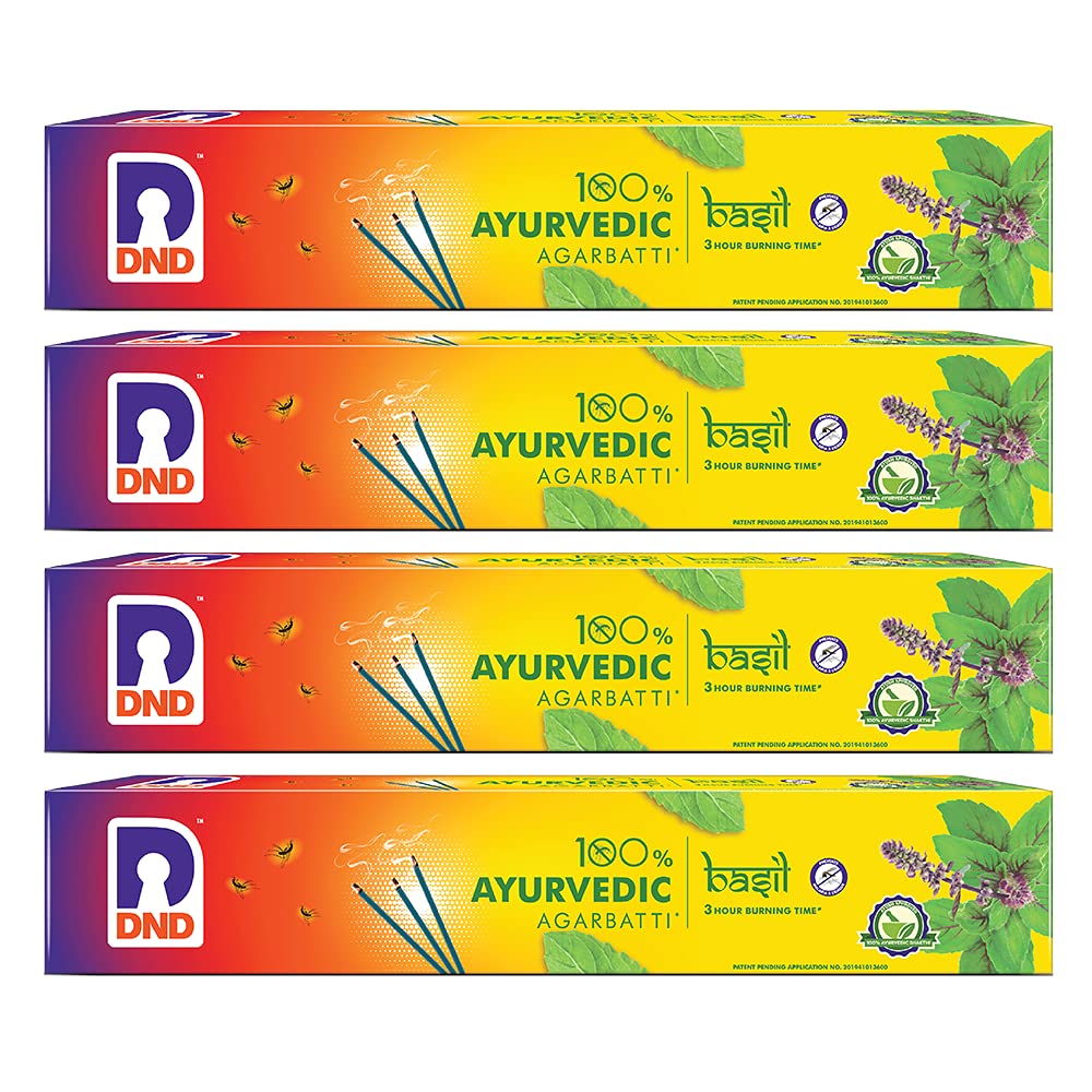 DND 100% Ayurvedic Herbal Natural Mosquito Repellent Agarbatti | 100% Safe for Humans | Pack of 4 | Basil | Incense Sticks (B08Y8MJ7YP) Amazon Price History, Amazon Price Tracker