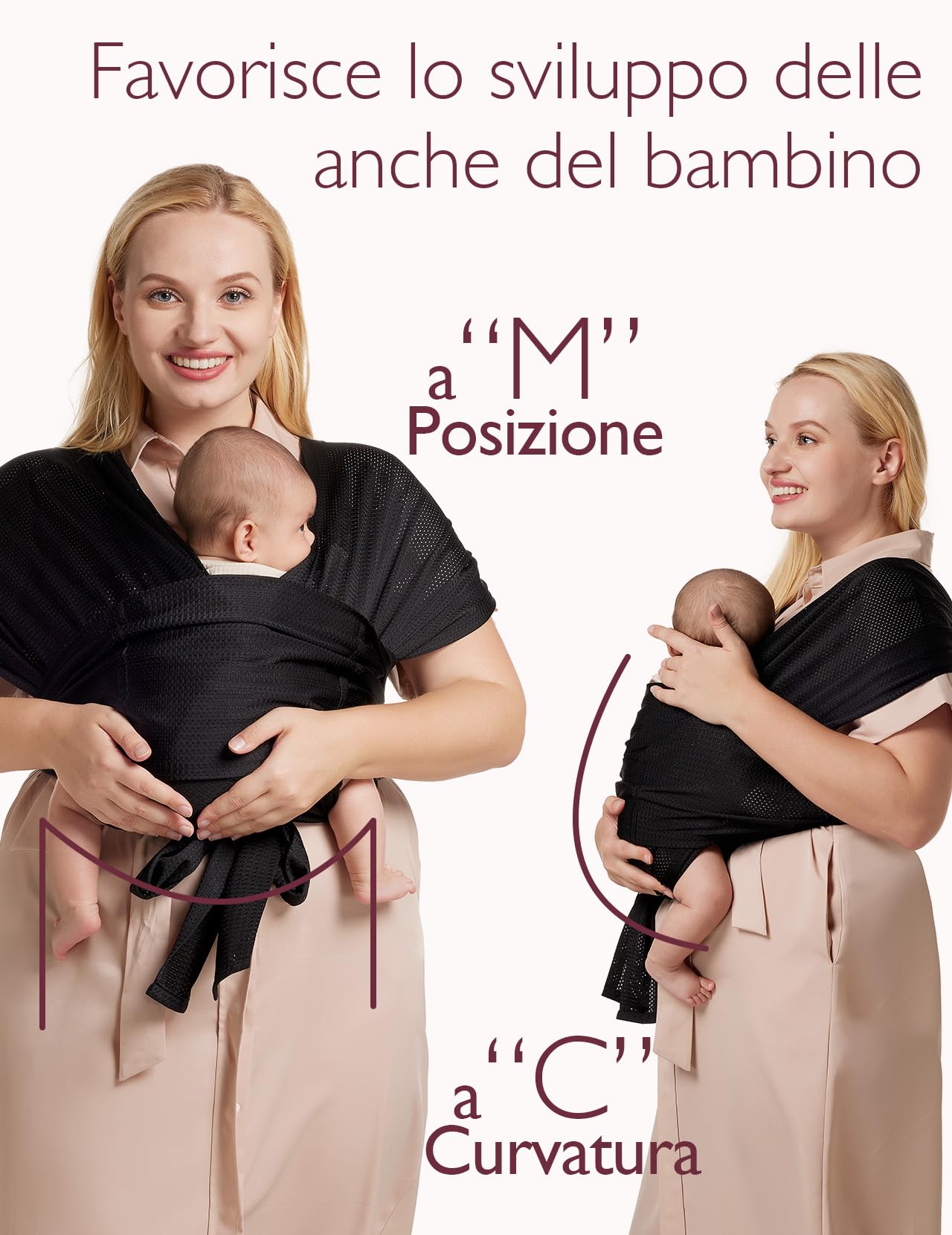 Momcozy Fascia Neonato AirMesh – Portabebè Estivo per l’Acqua (3,6–16 kg) – Traspirante e Leggero, Ideale per Piscina e Spiaggia, Nero