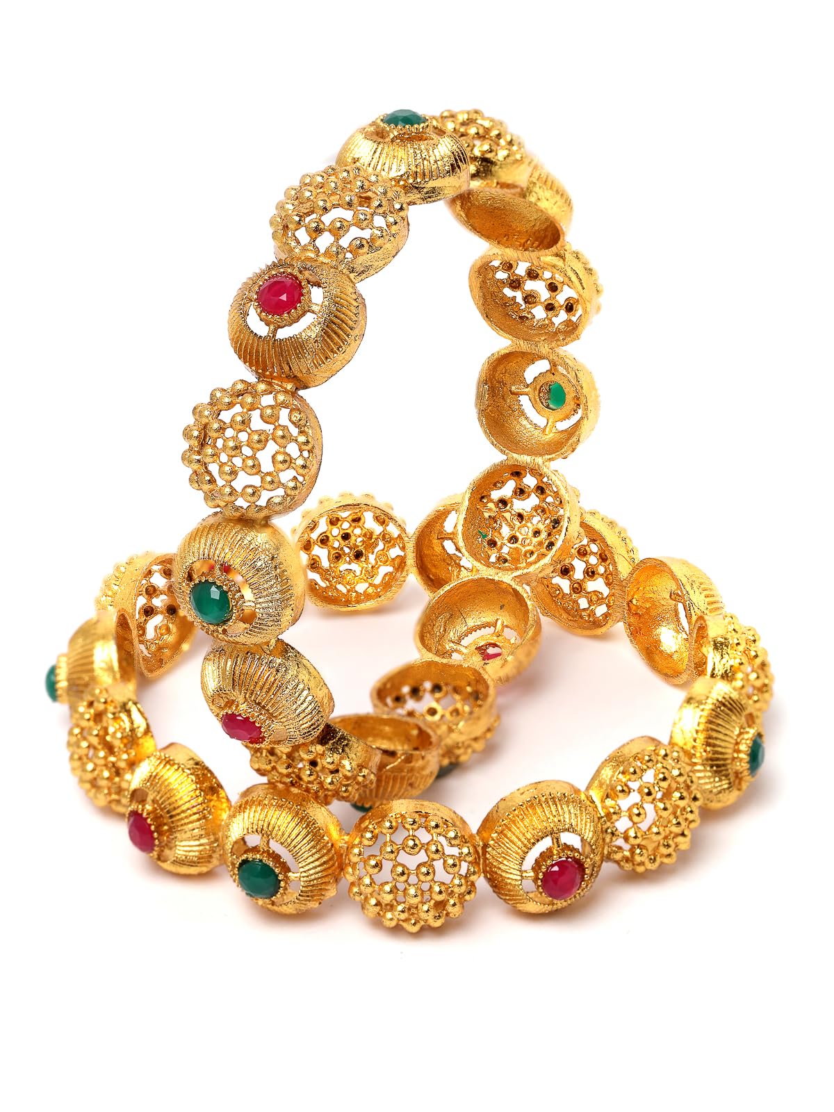 Sukkhi Gold Plated Red And Green Color Bracelet Bangle Set Jewellery for Women & Girls|Set of 2|Birthday Anniversary Gift for Women|B105918 (B0CPPC22GZ) Amazon Price History, Amazon Price Tracker