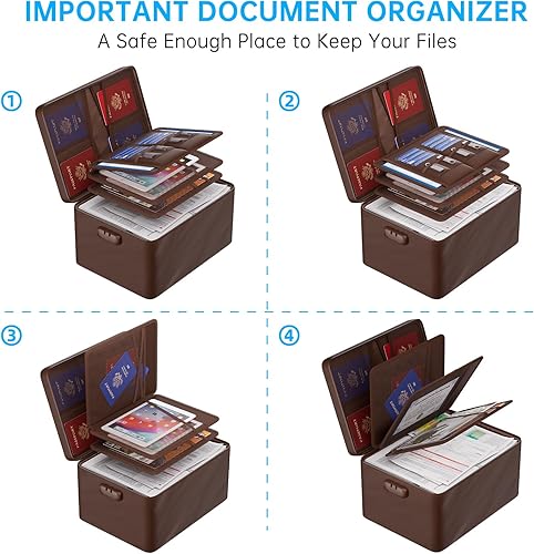 Miniatura 3 de ENGPOW Organizador grande de documentos con cerradura (15 x 11 x 8 pulgadas), 4 capas ignífugas y resistentes al agua, organizador de archivos