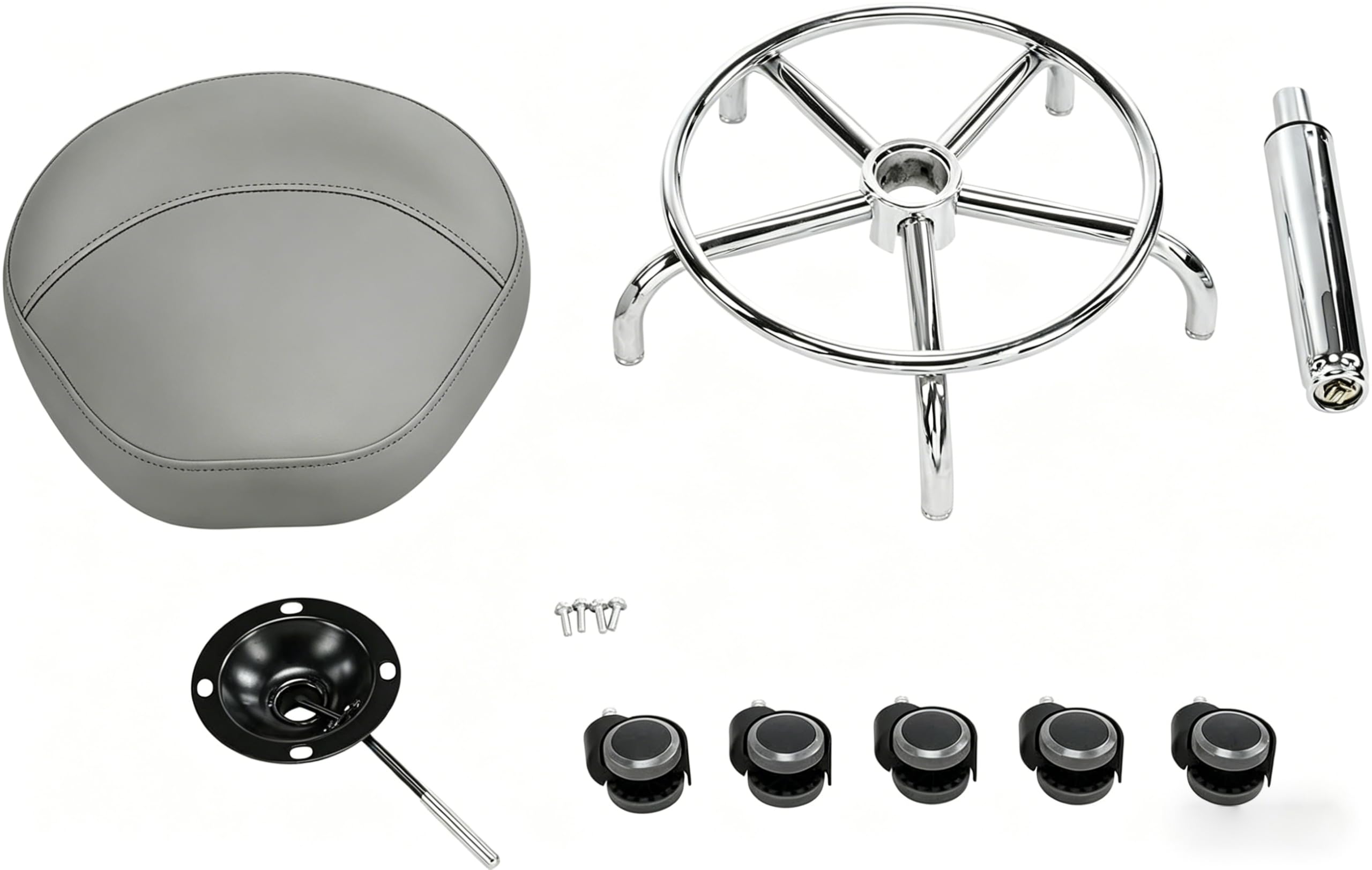 Balama Sattelhocker höhenverstellbar 50-70 cm mit Rollen, bis 150kg, ergonomischer Rollhocker, 360° drehbar, Robustes Kunstleder mit dickem Sitzpolster, zertifizierte Gasdruckfeder, Grau