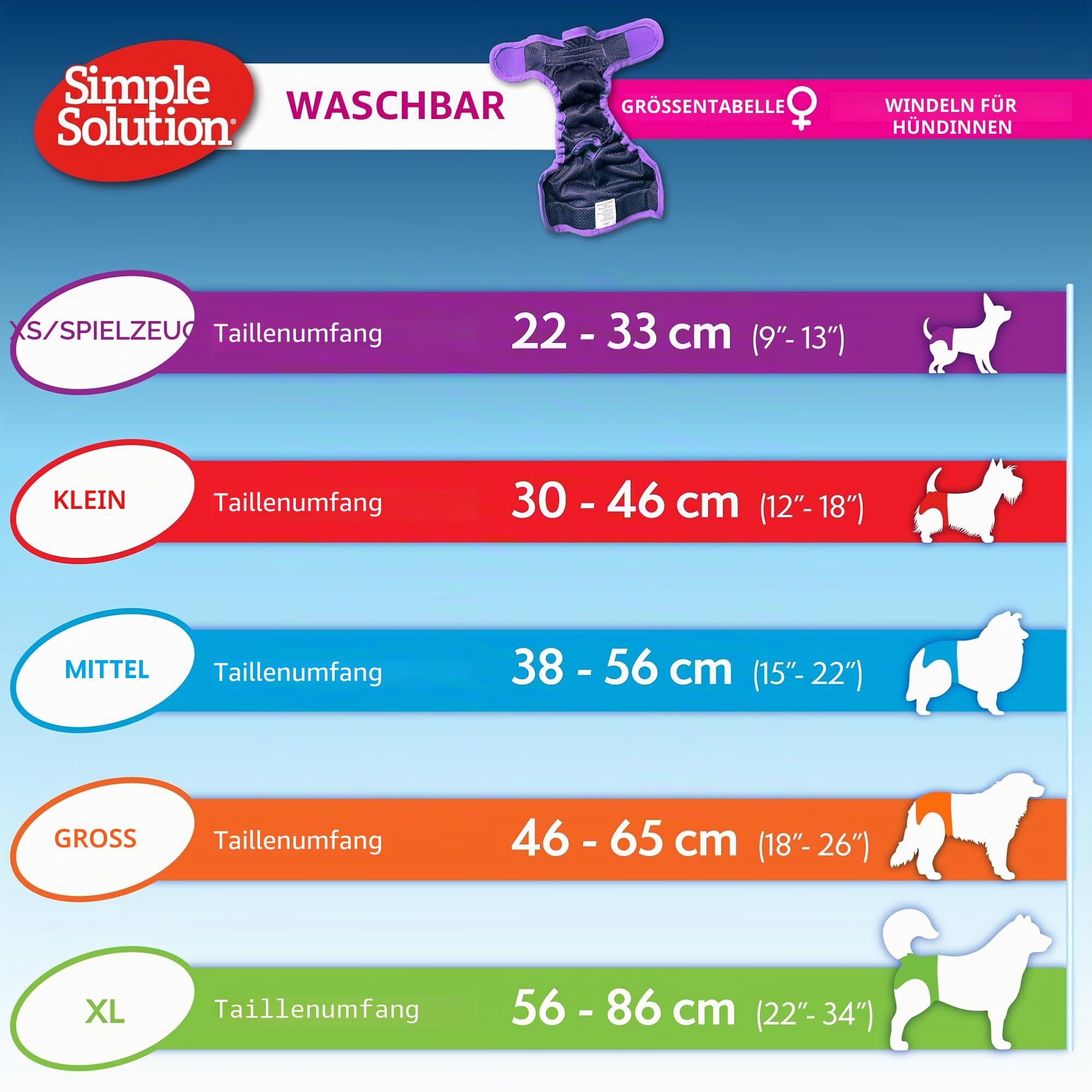 Simple Solution Hunde Windeln waschbar L