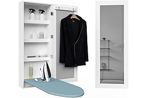 White Wall-Mounted Ironing Board Cabinet Storage