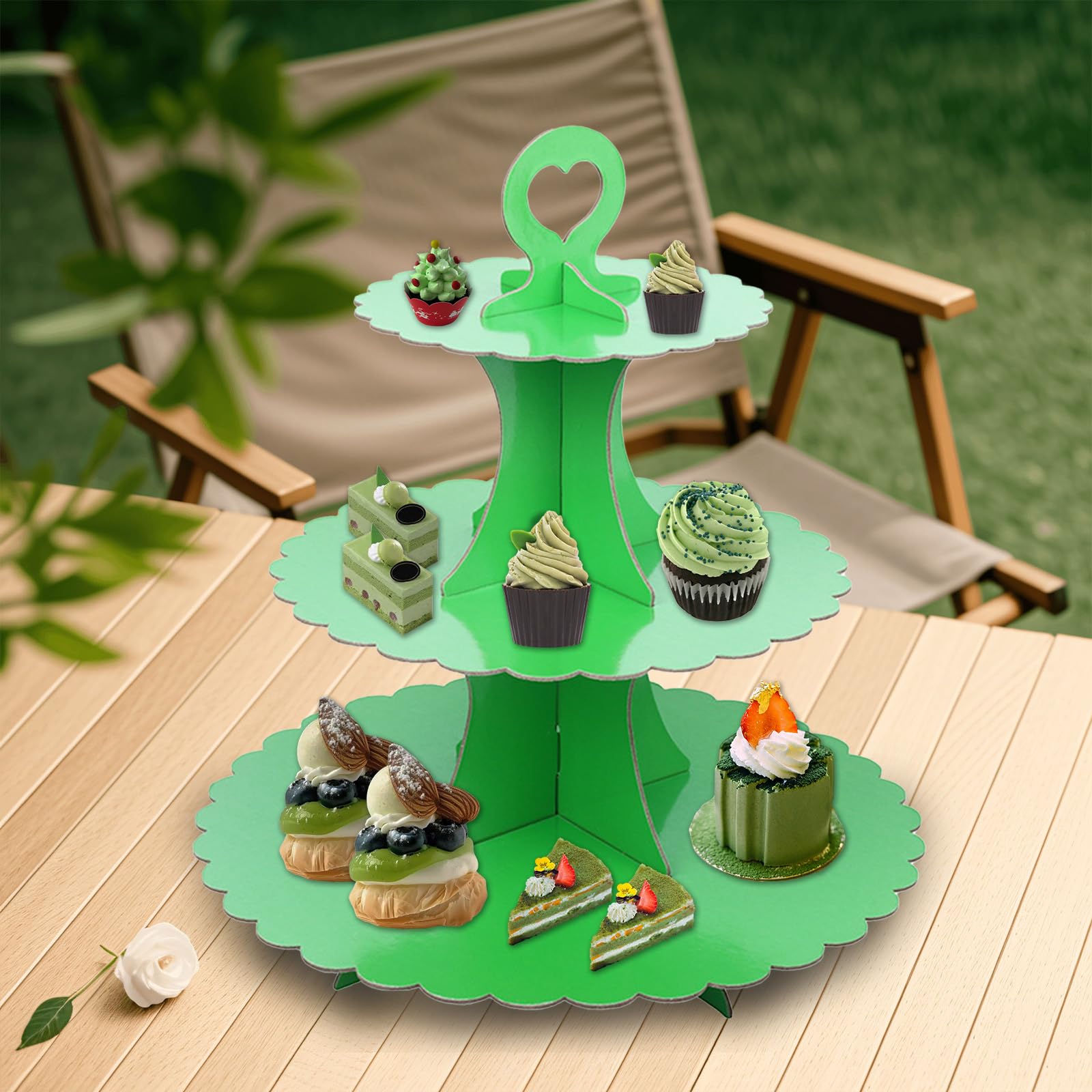 2 Pack 3 Tier Cardboard Cake Stand, Three Tiered Paper Afternoon Tea