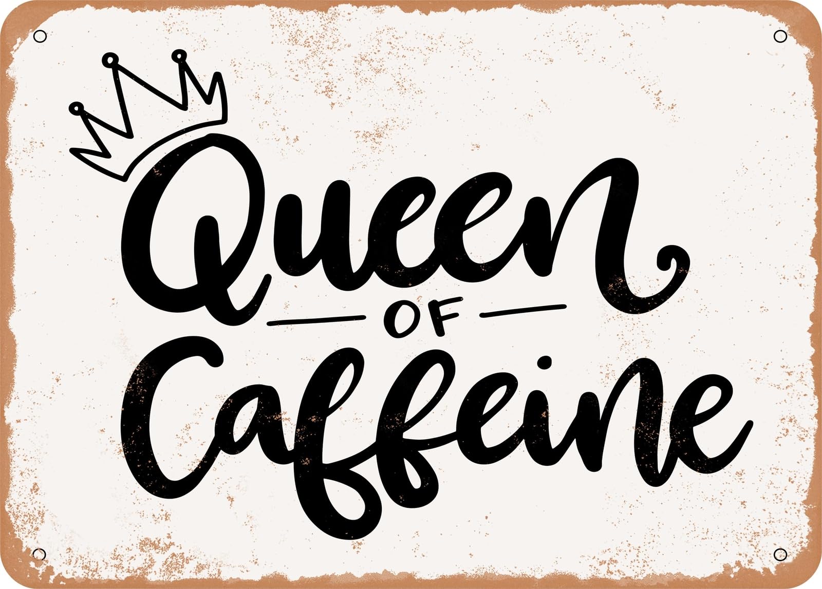 Miaomansenstore Metal Sign - Queen Of Caffeine - Vintage Look Sign Home Decor