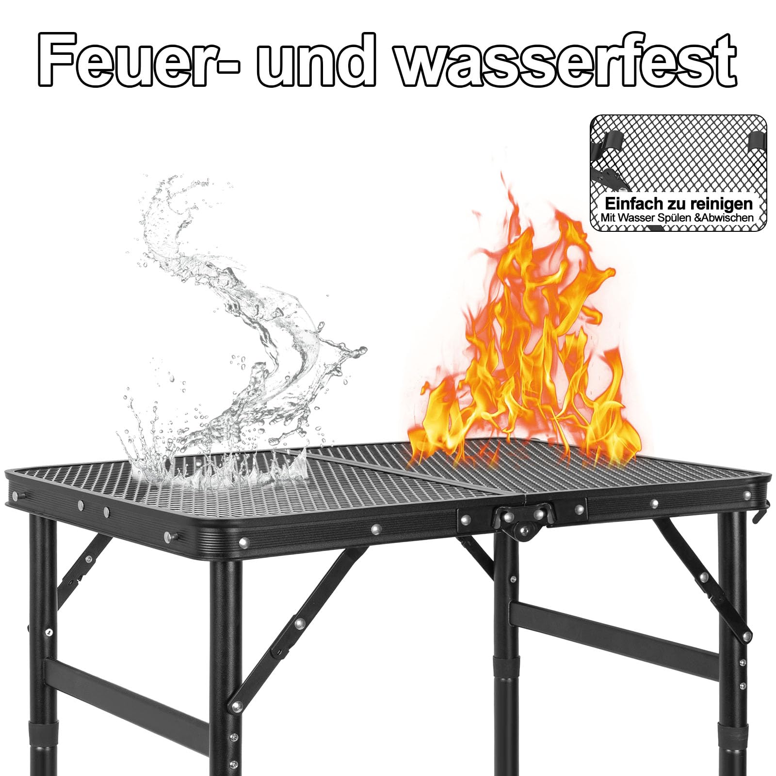 AKOZLIN Tavolo da campeggio pieghevole,3 regolabile in altezza,59×40×70cm | Tavolo multifunzione,Mesh Desktop,Maniglia portatile,Camping,Giardino,Balcone
