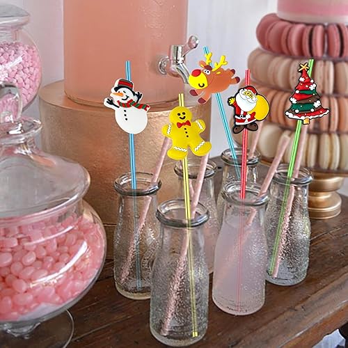 Miniatura 7 de 24 regalos de fiesta de Navidad, pajitas de Navidad, regalos de aula, regalos para niños y adultos, suministros de fiesta de Navidad con 2 cepillos