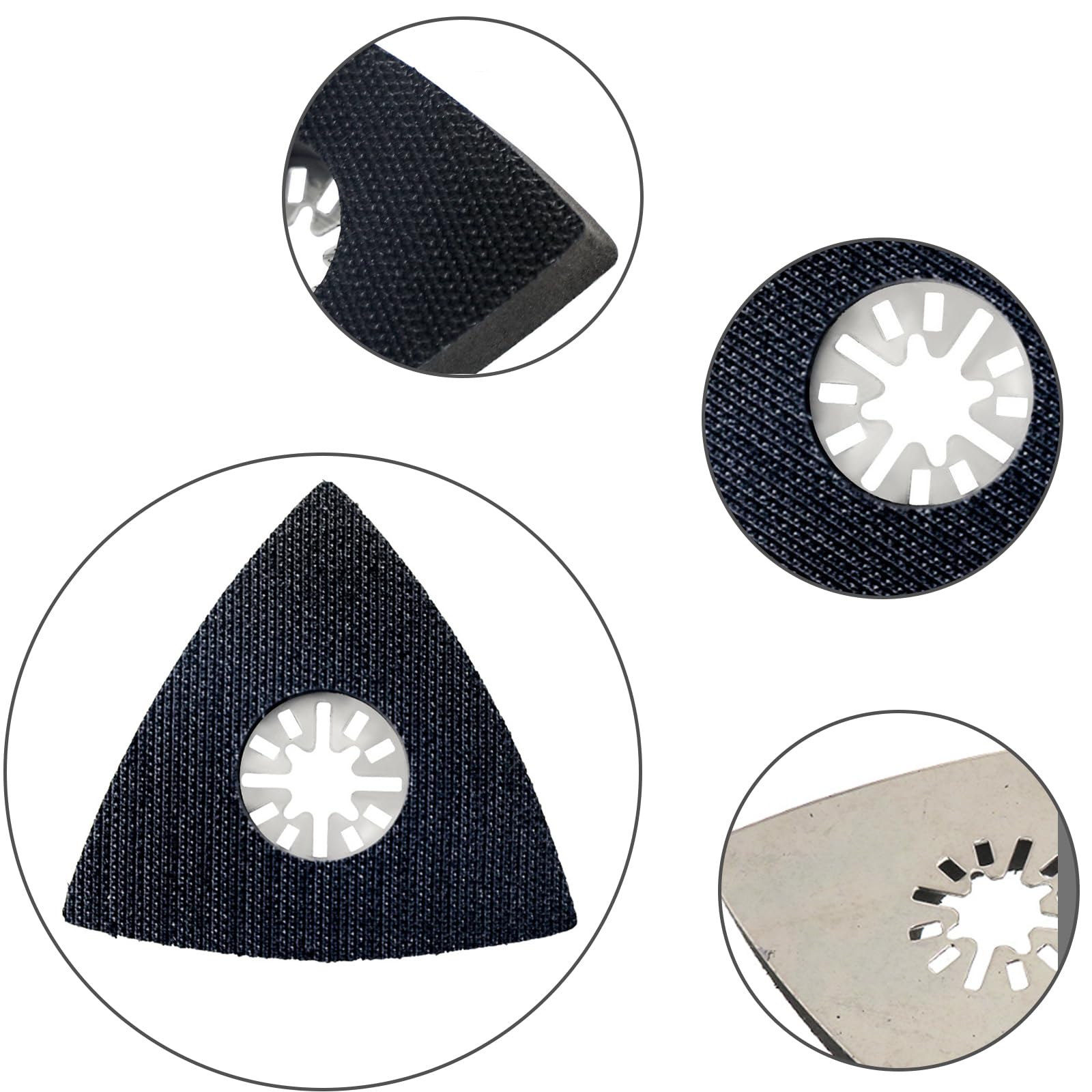 4 piastre abrasive Multitool da 80 mm, triangolari, con 8 fogli di carta vetrata per legno, metallo, plastica rigida, intonaco, levigatura, rimozione della ruggine