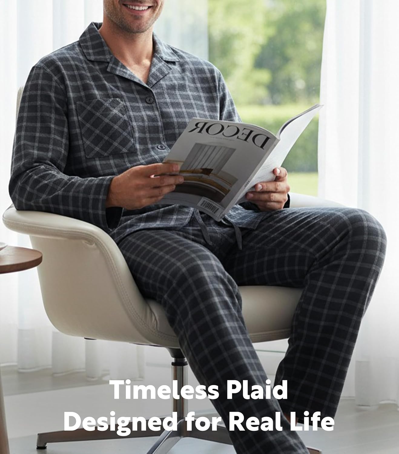 DAVID ARCHY Men's Pajamas Set Flannel Pjs Sets Ultra-Soft Cotton Pajamas for Men Classic Plaid Lounge Set with Roomy Pockets - Image 6
