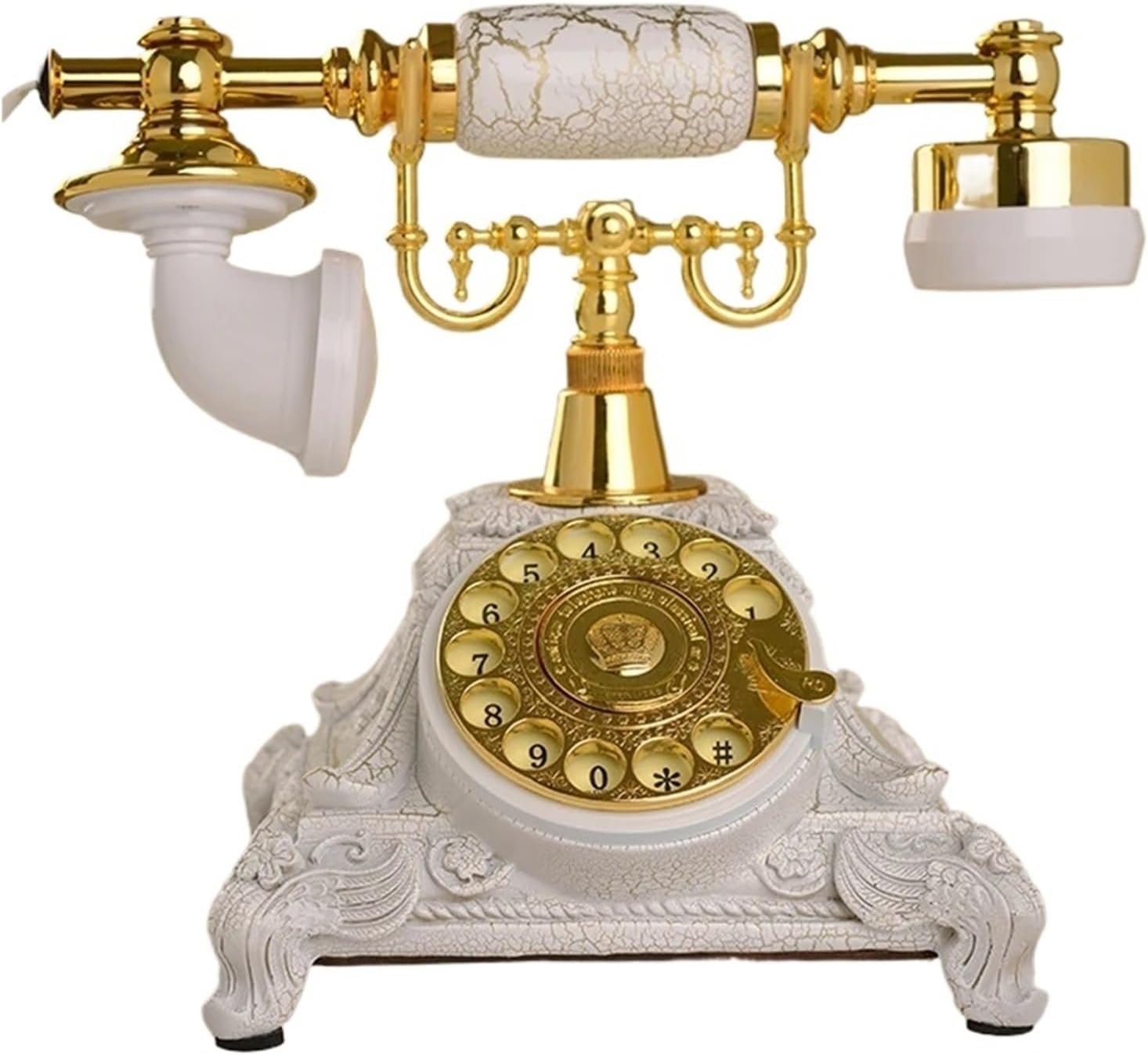 Rotary Dial Design Retro Landline with Mechanical Ringtone Speakers and Dialing Features for Vintage Home Phones