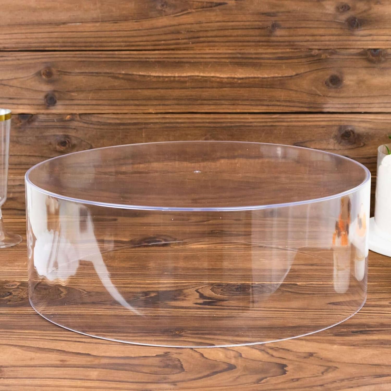 Efavormart 14" Round Clear Acrylic Cake Stand, Transparent Fillable Display Box, Pedestal Riser with Hollow Bottom for Weddings, Parties, Banquets, and Creative Dessert Displays