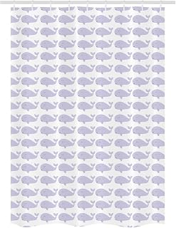 Lunarable Under The Sea Stall Shower Curtain, Sleeping Whales Pattern Underwater Animals Nautical Mammals, Decorative Fabric Set with Hooks for Bathroom, 54" W x 78" L, Pale Lavender Rose Black