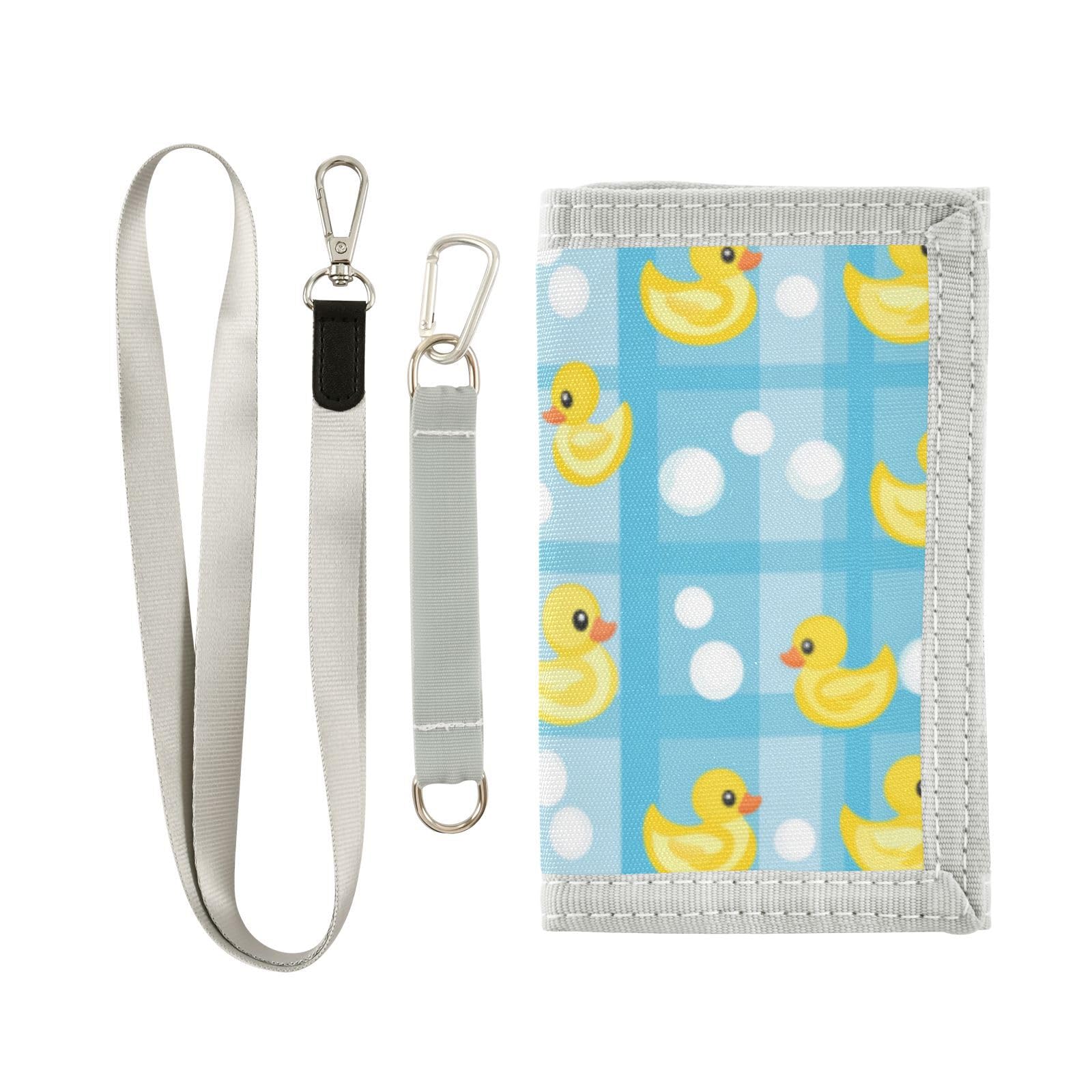 Wusikd Ducks Kids Wallet for Boys Girls Blue Plaid Toddler Trifold Wallet Novelty Wallet for Teens Women Men