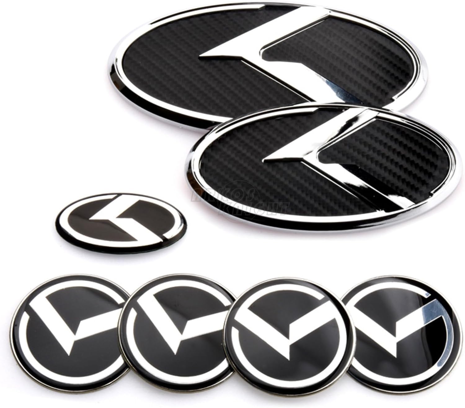 7PCS Vintage K Emblem Compatible with Front Rear Badge for Auto Accessories (Red Black)