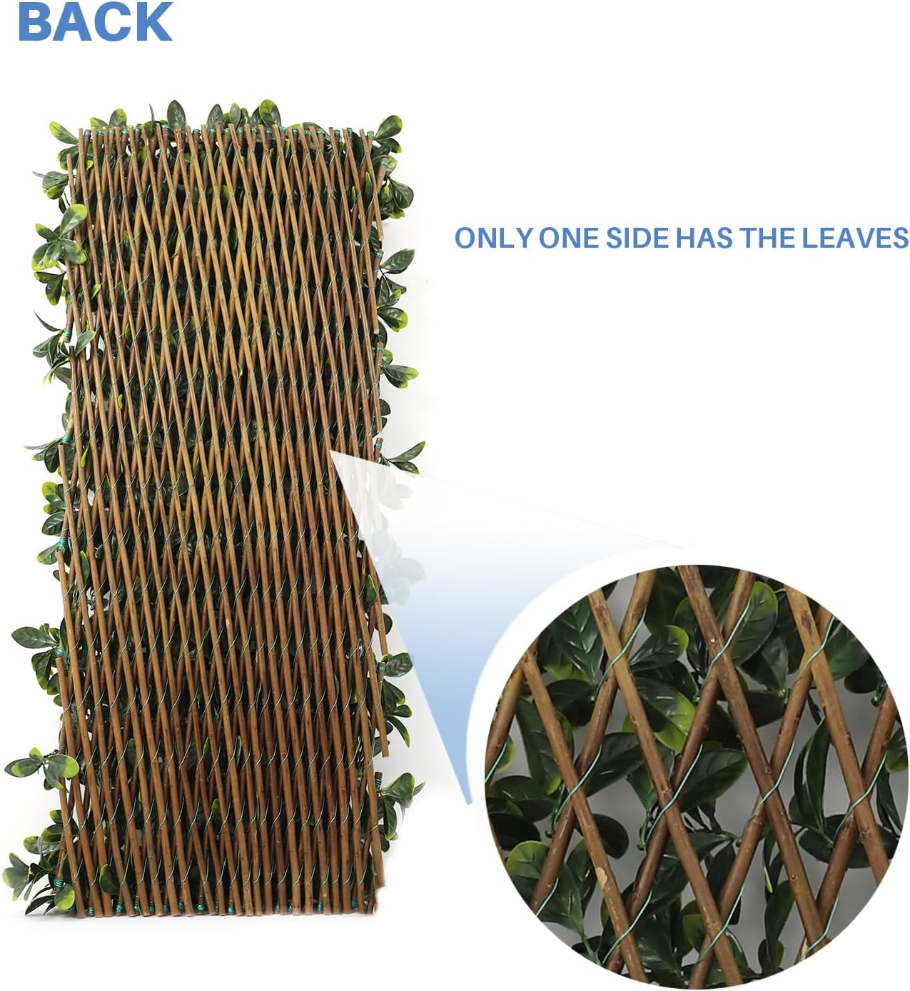 E&K Sunrise 2 PCS Faux Leaves Expandable Fence Privacy Screen Artificial Greenery Grass Wall Decoration for Garden Backyard Patio Indoor Outdoor (Ficus Leaves - Single Side)