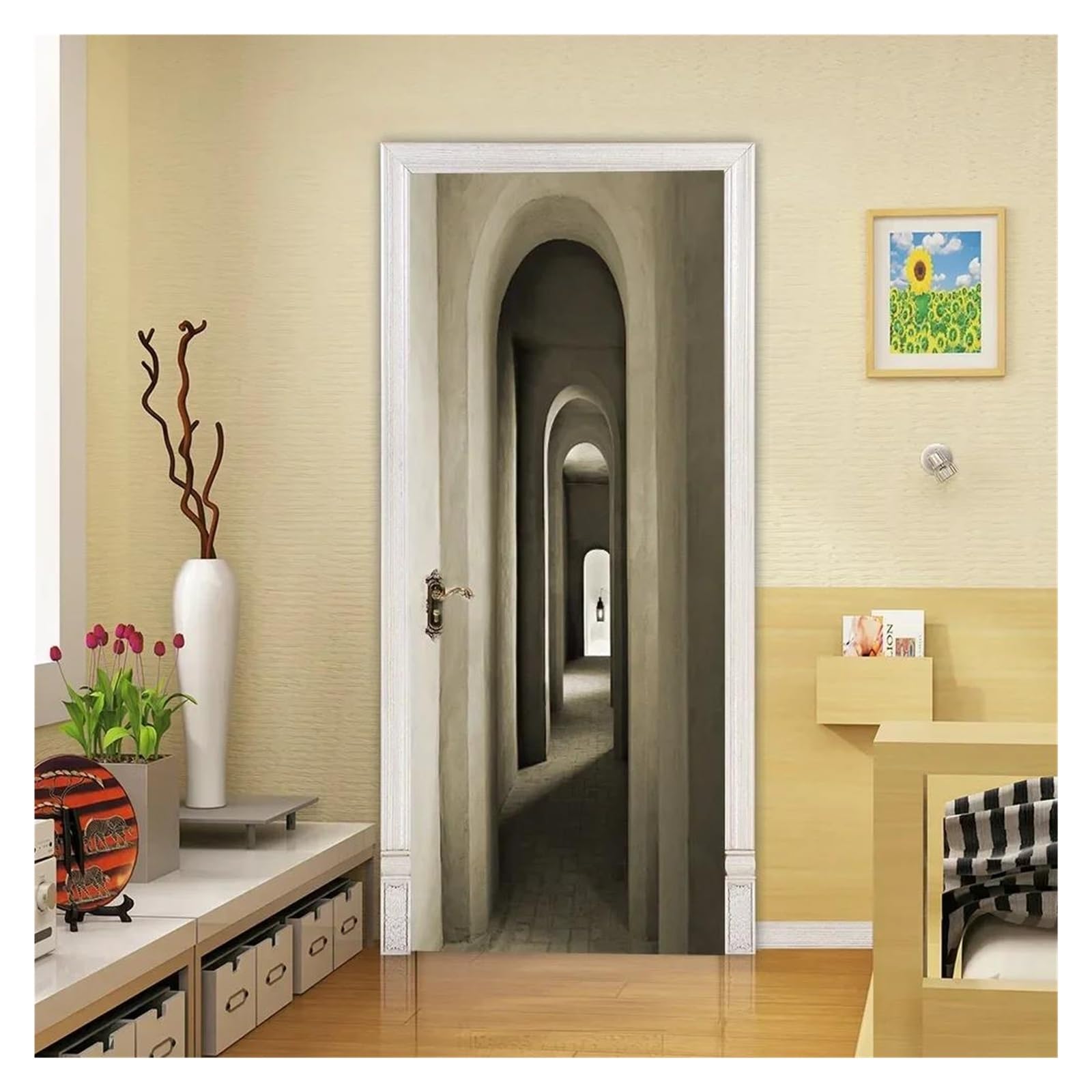 Sticker mural de porte 3D autocollant pour masquer les défauts de chambre