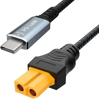 HIEbee 140W USB C to XT60 Charging Cable 1.65FT Type C to XT60 Female Adapter PD 140W Max Charging Cable for Drone Solar Battery etc. for Tool-kitrc M7 M6 M6D M8S Charger 0.5M/1.65F