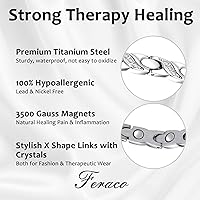 Vista 3 de Pulseras magnéticas Feraco para mujer de acero de titanio con imanes ultra resistentes y cristales brillantes, regalos de Navidad para mujeres