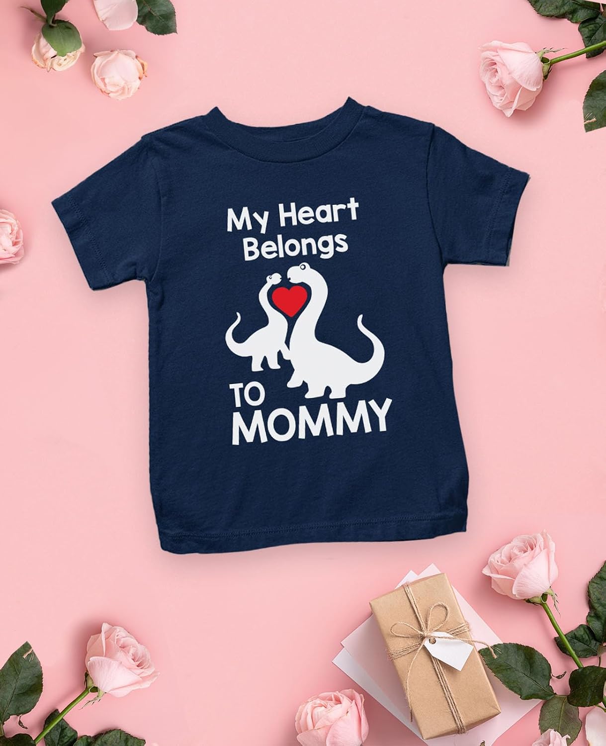 Tstars Best Mom Ever Kids Shirt for Mother's Day - My Heart Belongs to Mommy Dino T-Shirt for Toddler & Youth